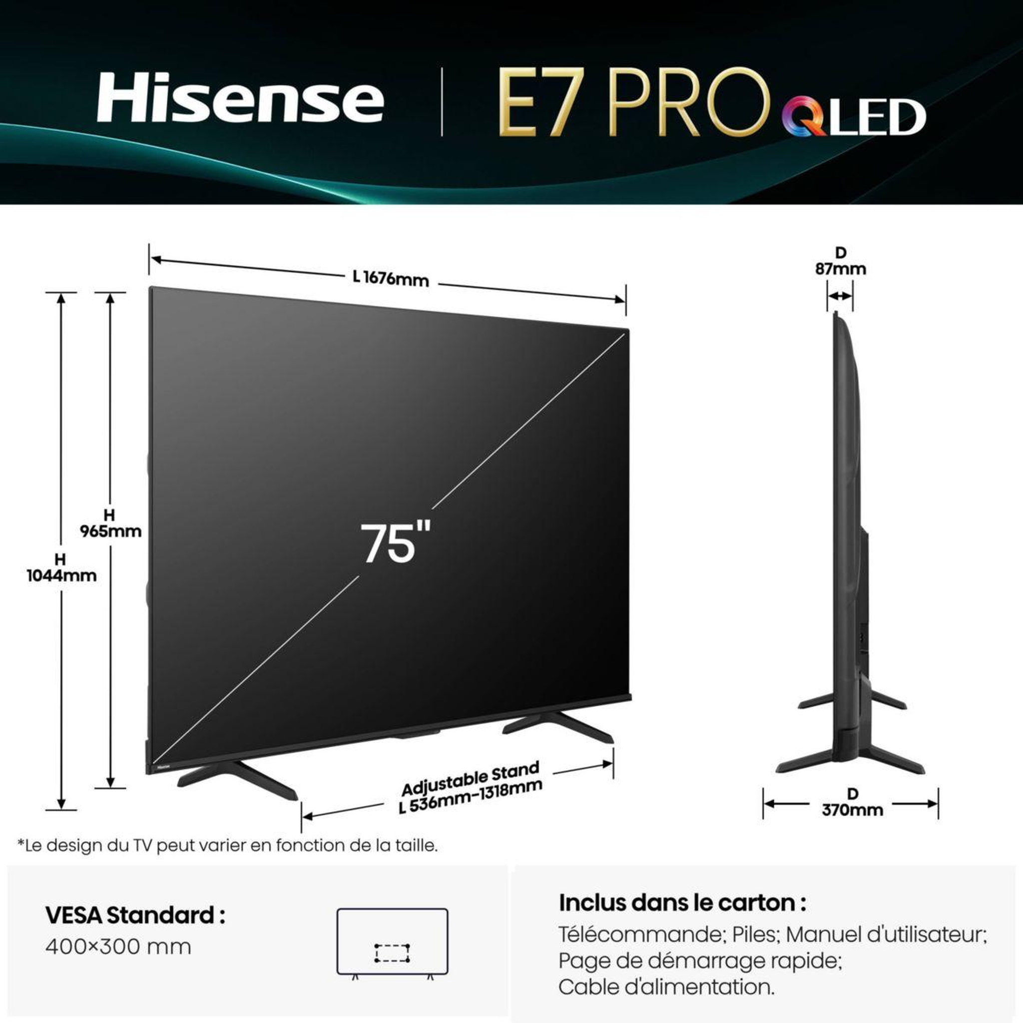 Voir la diapositive 5 : Hisense Tv qled 75e79q pro (2025) 75  (189 cm) 4k ultra hd - 144hz, smart tv