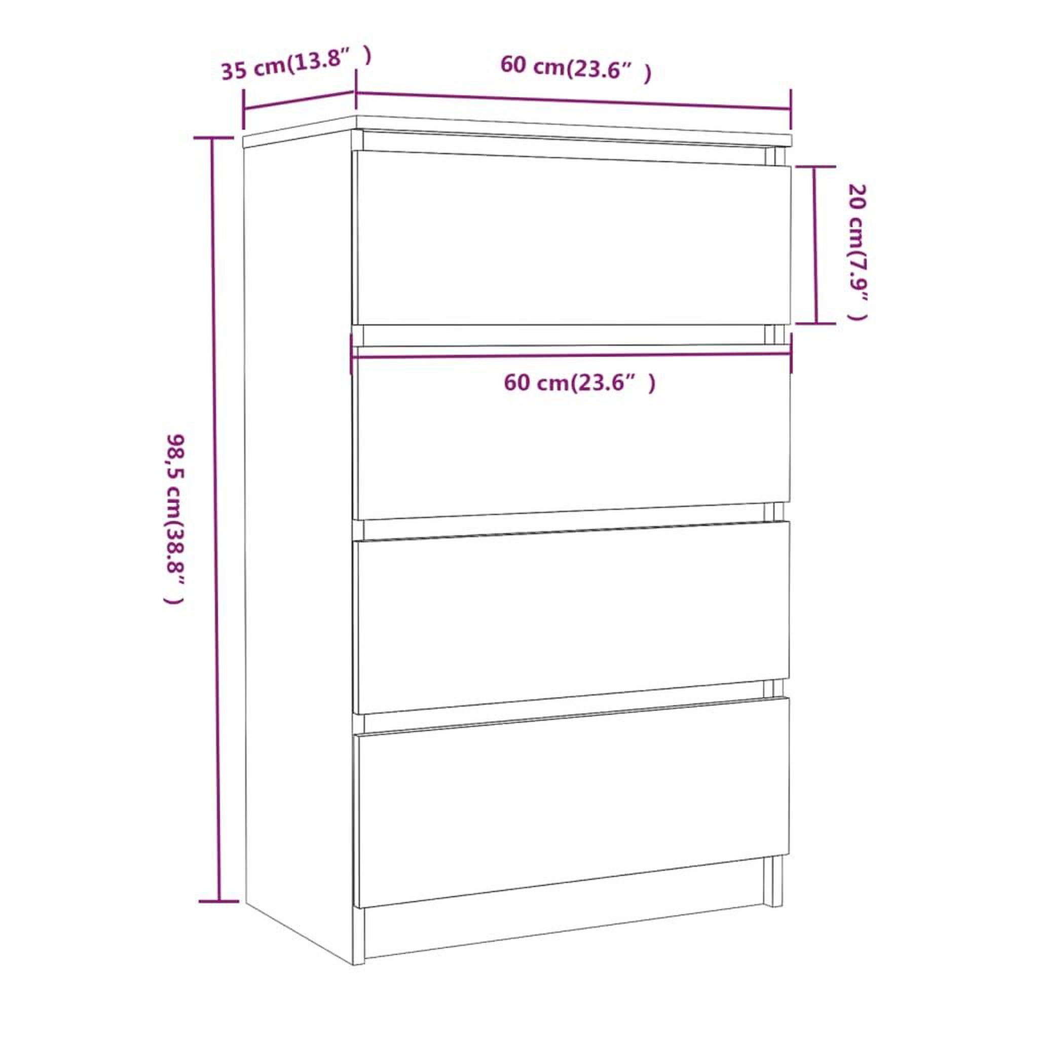 Voir la diapositive 6 : VIDAXL Buffet Chene fume 60x35x98,5 cm Bois d'ingenierie