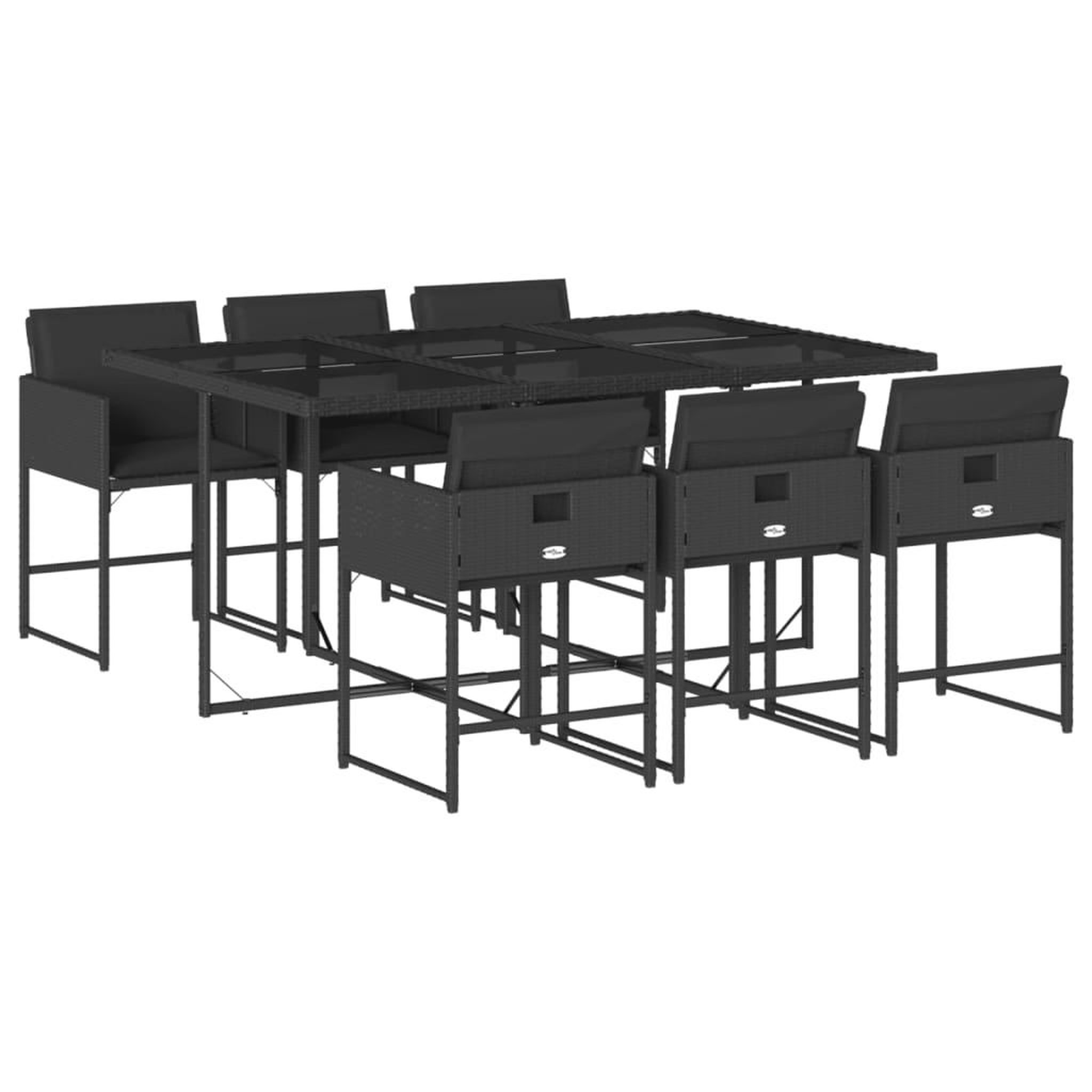 Voir la diapositive 2 : VIDAXL Ensemble a manger de jardin coussins 7pcs Noir Resine tressee