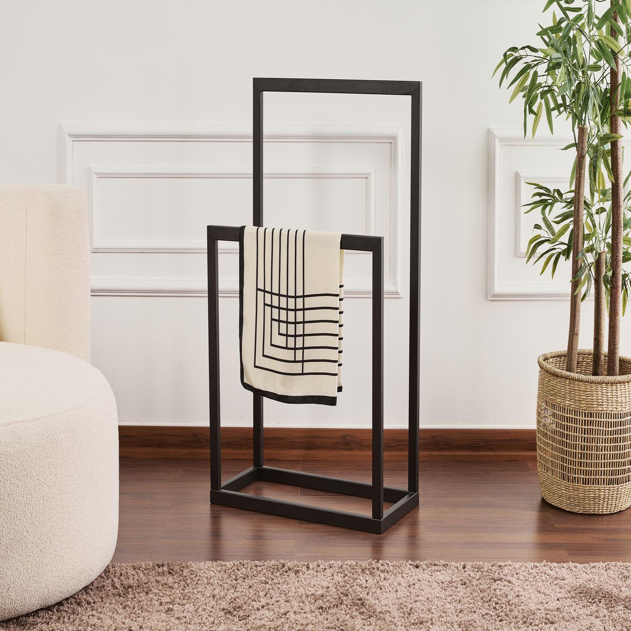 Voir la diapositive 2 : Habitat et Jardin Porte-serviettes en métal  gediz  - 25 x 60 x 90 cm - noir