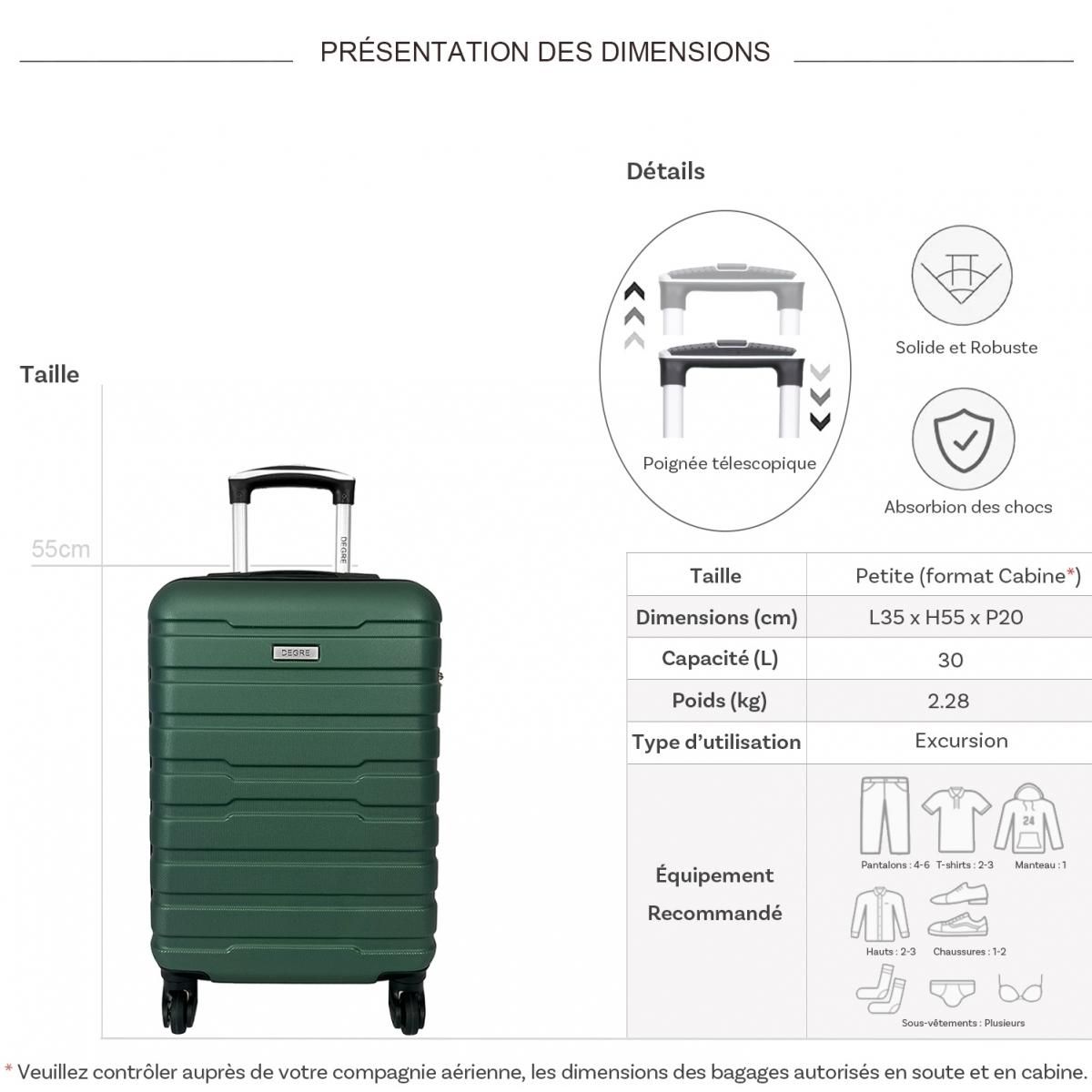 Degré Valise cabine passe-partout rigide 55cm