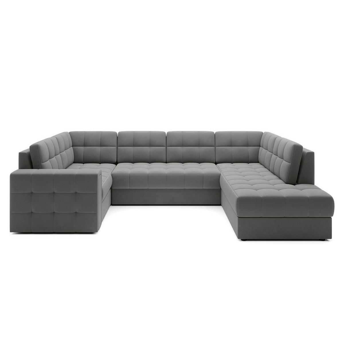 BEST MOBILIER Nappa - canapé panoramique d'angle gauche 7 places convertible avec coffre en velours