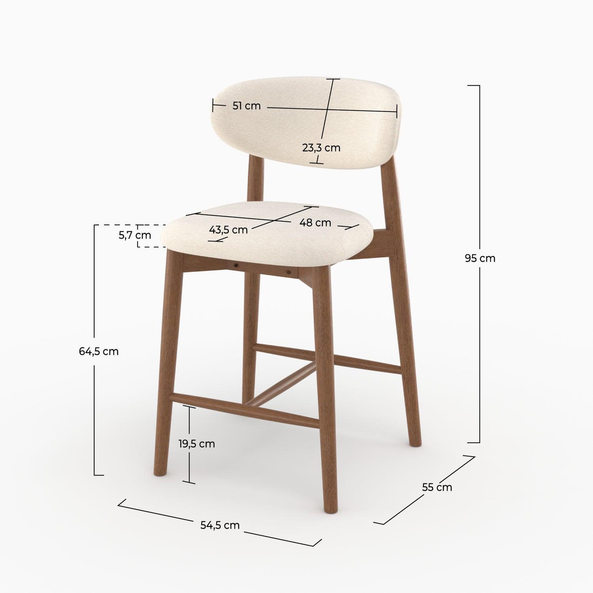 Voir la diapositive 4 : MAISON PAVANE Lot de 2 chaises pour ilot central 64,5 cm en tissu beige-yuna