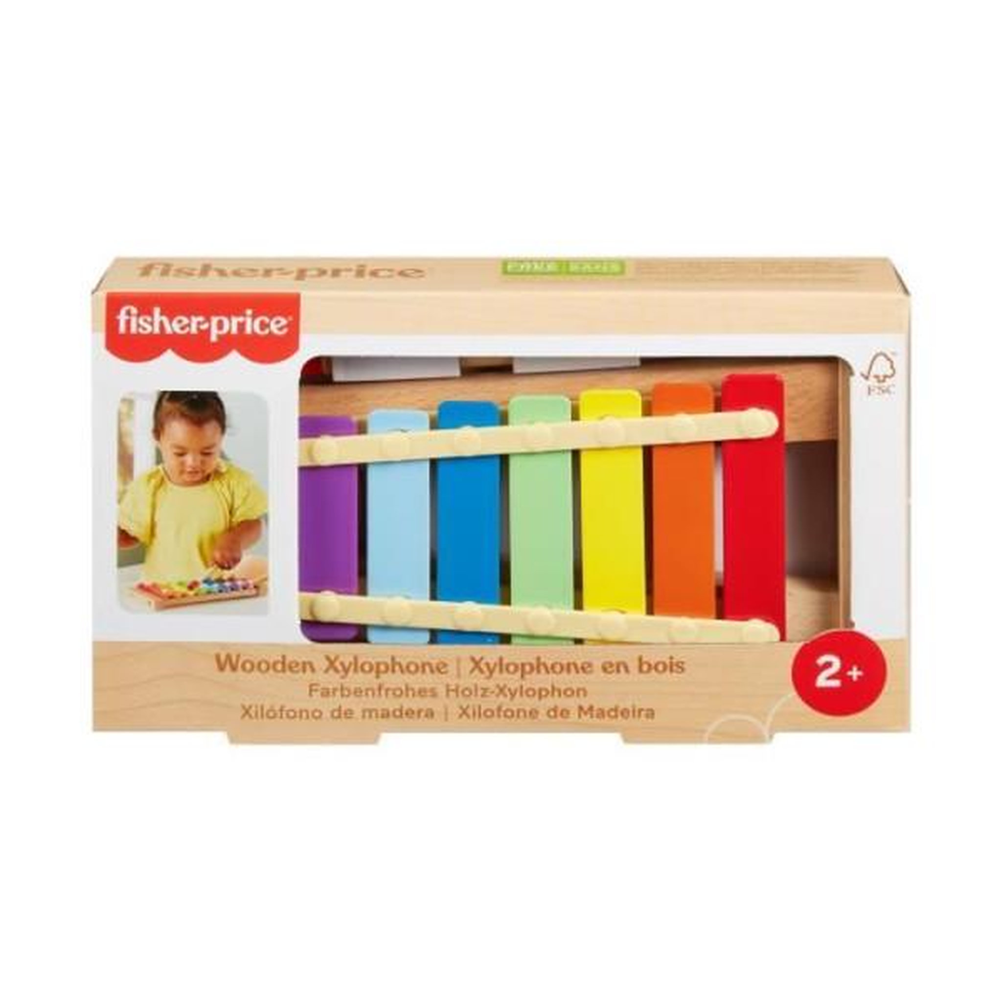 FISHER PRICE Fisher-price-xylophone en bois, instrument de musique avec 2 pieces hxv13