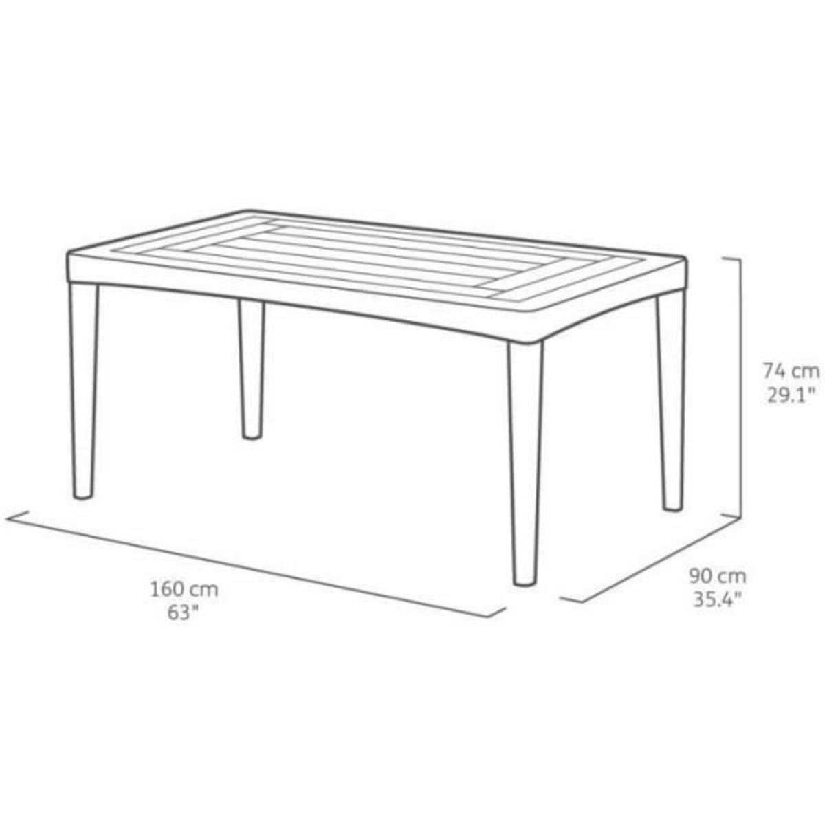 Keter Table de jardin - rectangulaire - gris graphite - en résine - 6 personnes - Girona - Allibert by KETER