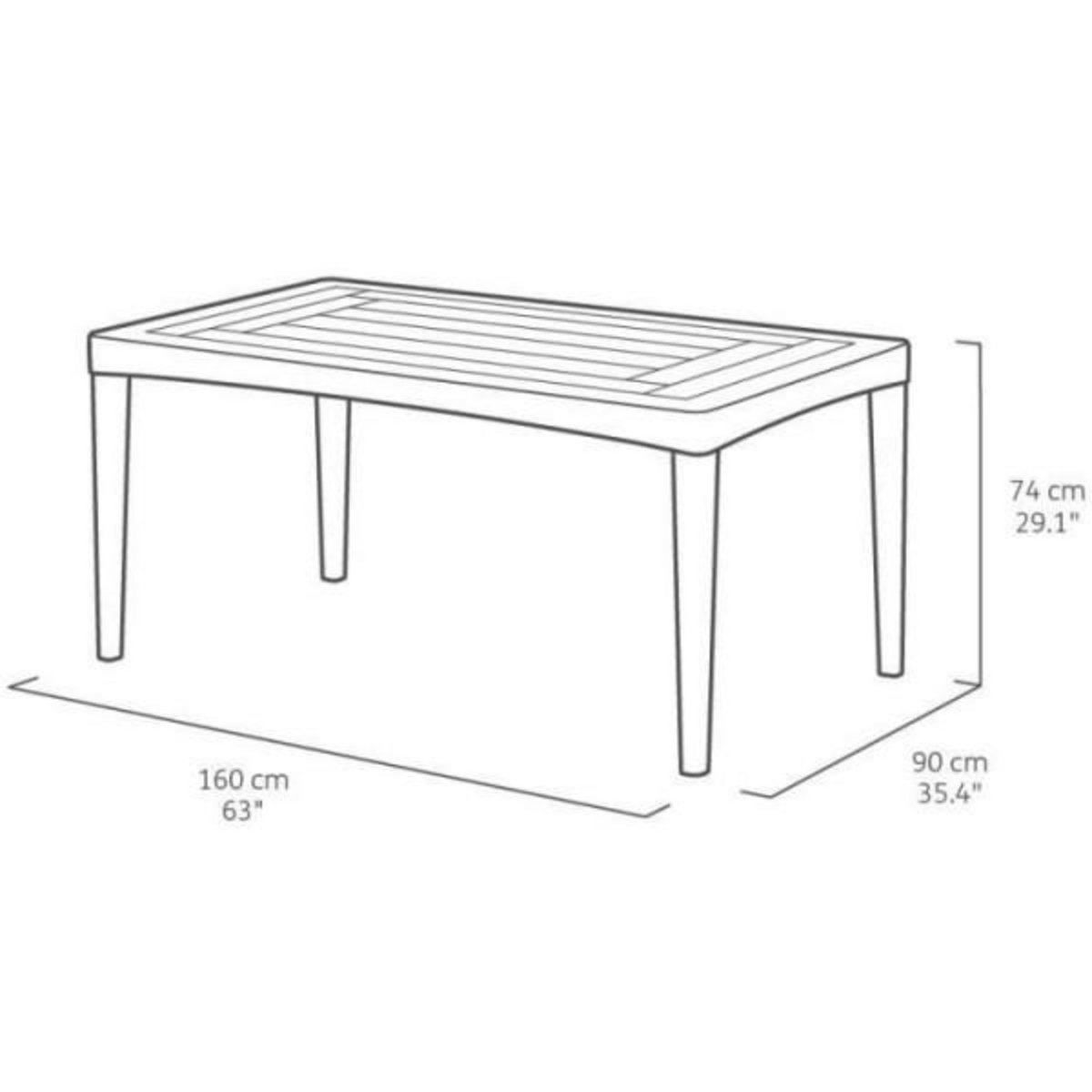 Keter Table de jardin - rectangulaire - gris graphite - en résine - 6 personnes - Girona - Allibert by KETER