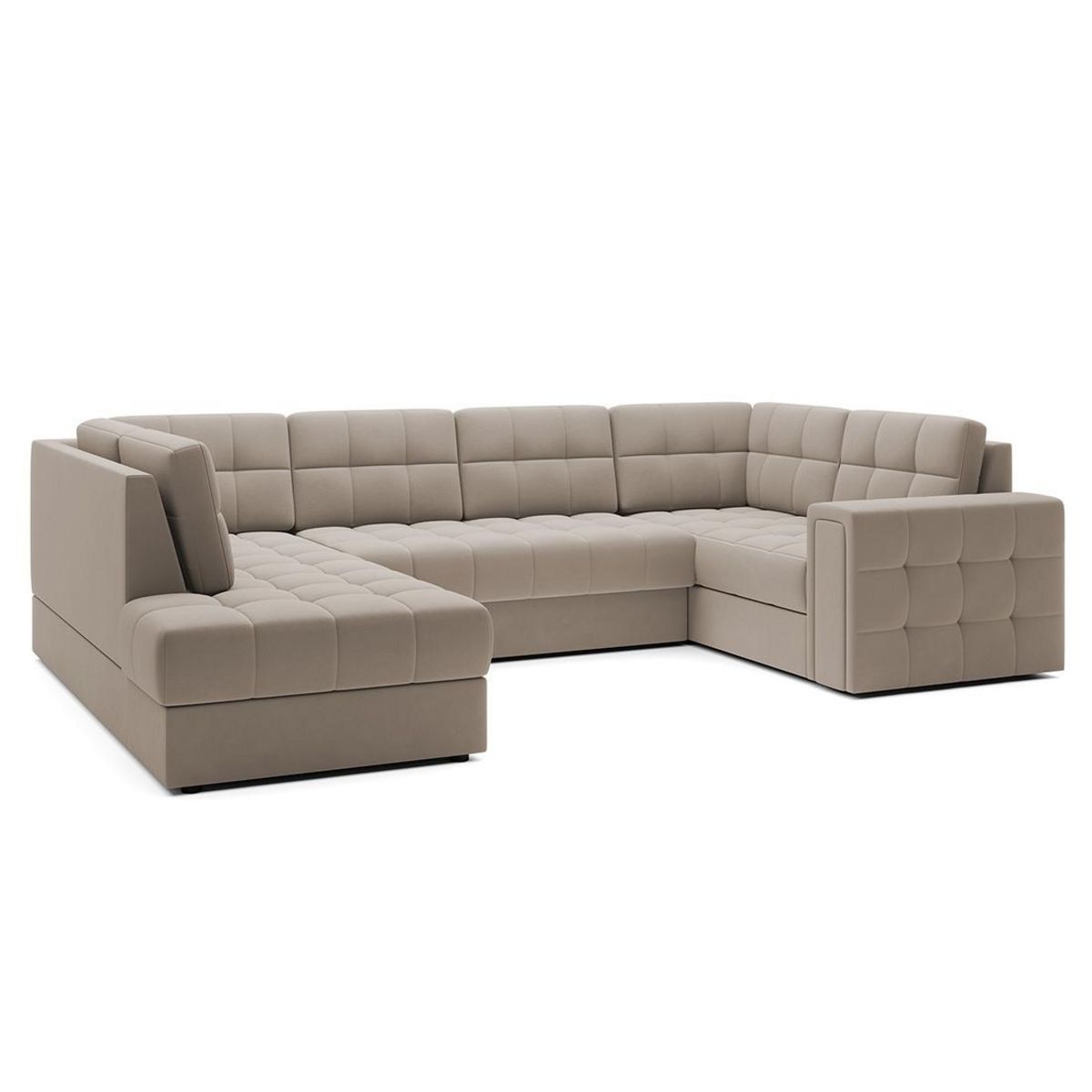 BEST MOBILIER Nappa - canapé panoramique d'angle droit 7 places convertible avec coffre en velours