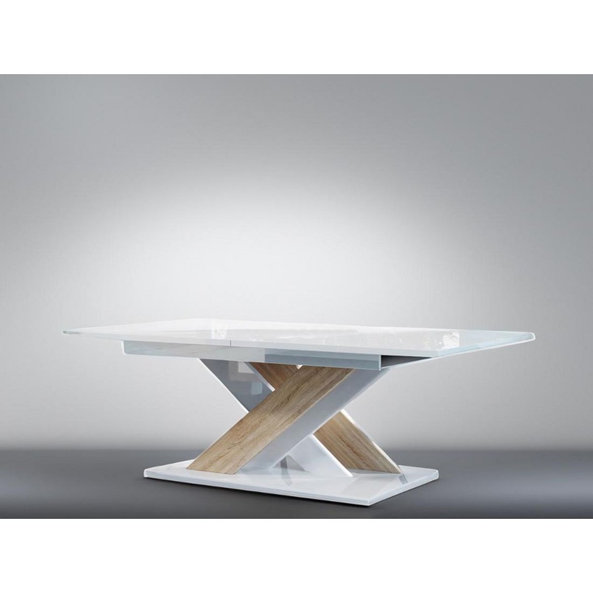 BEST MOBILIER Buriti - table à manger extensible - blanc et chêne clair - 4 à 6 personnes