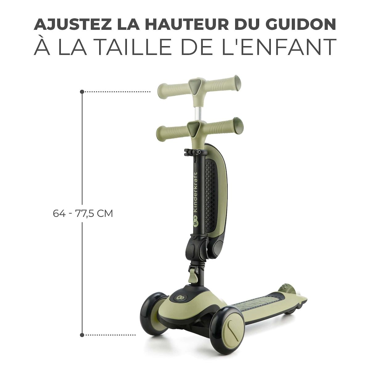KINDERKRAFT Trottinette enfant pliante avec siege et roues lumineuses