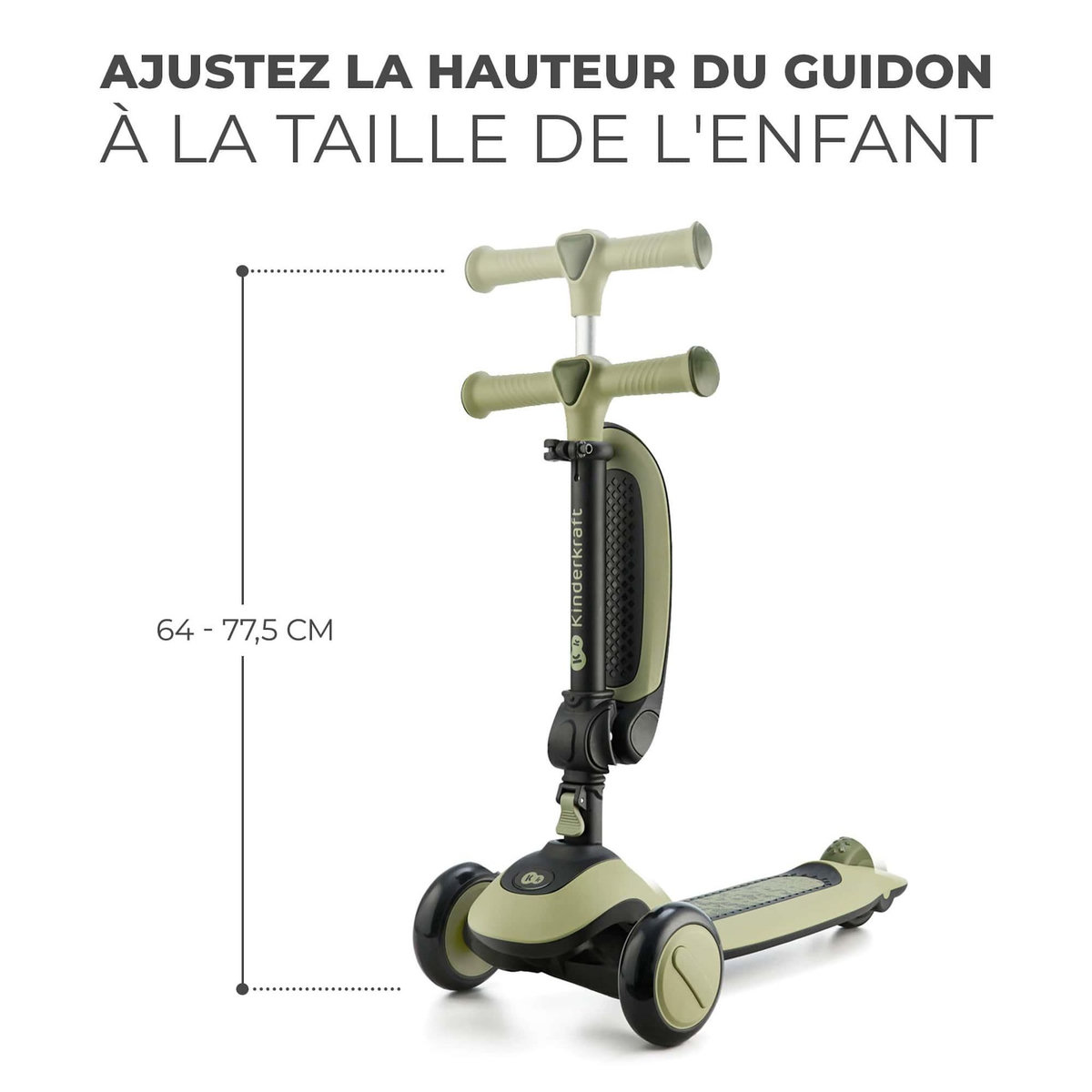 KINDERKRAFT Trottinette enfant pliante avec siege et roues lumineuses