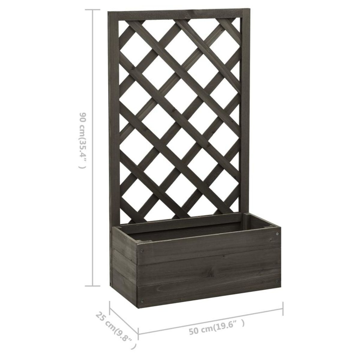 VIDAXL Jardiniere a treillis de jardin Gris 50x25x90 cm Bois de sapin