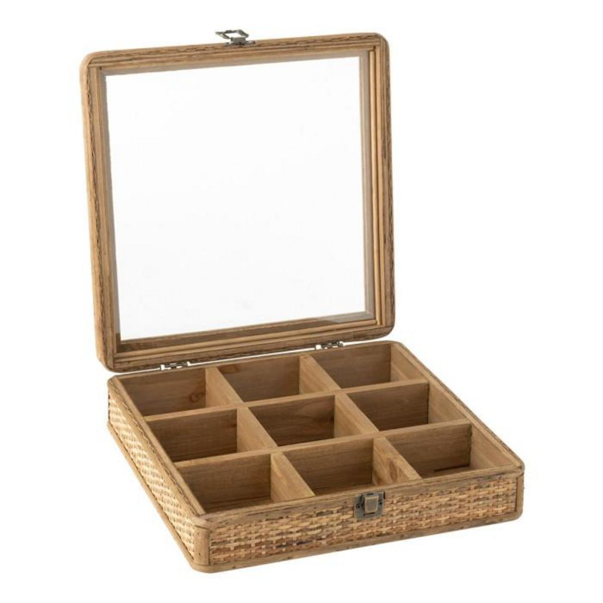 Paris Prix Boîte à Thé 9 Compartiments  Rotin  31cm Naturel