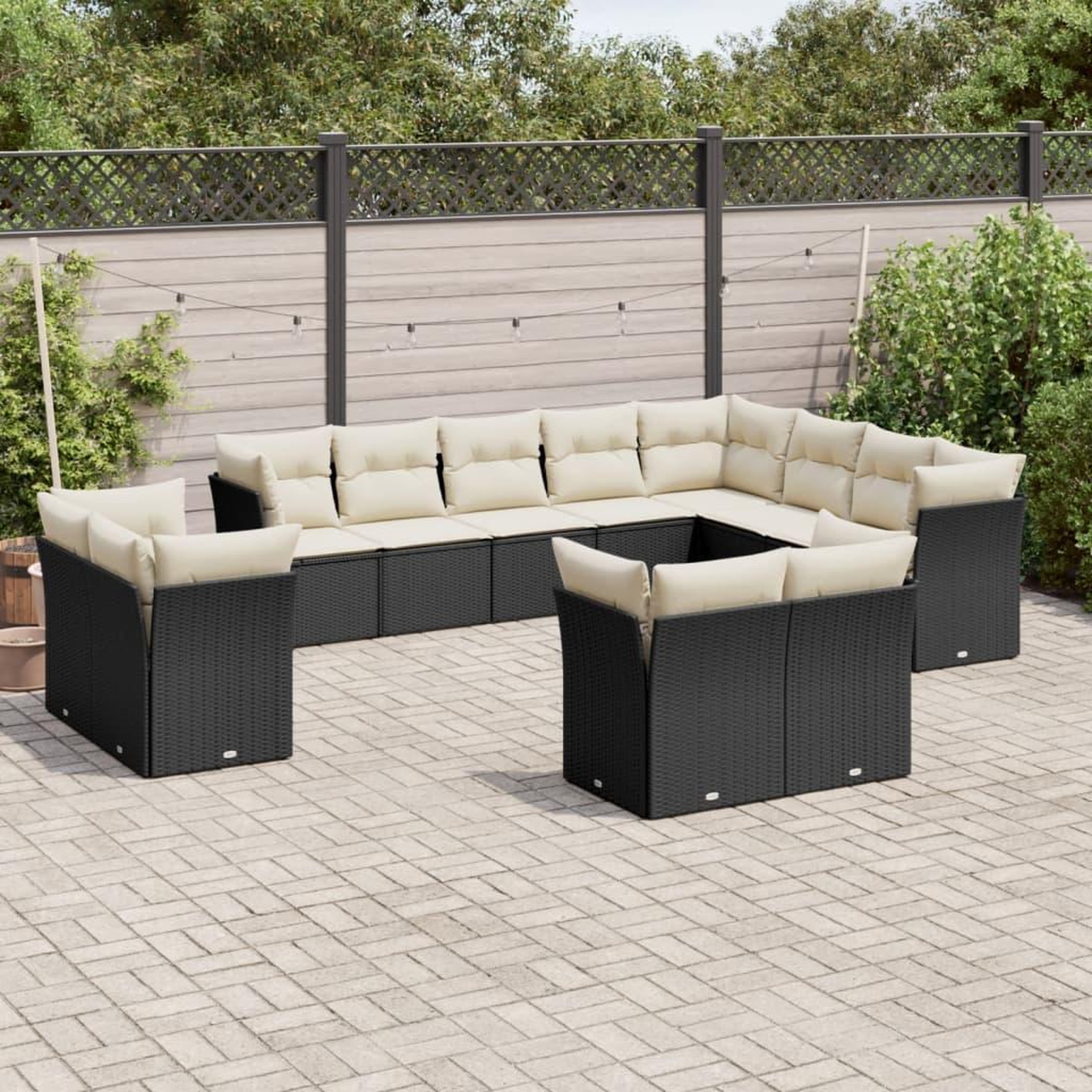 VIDAXL Salon de jardin 12 pcs avec coussins noir resine tressee