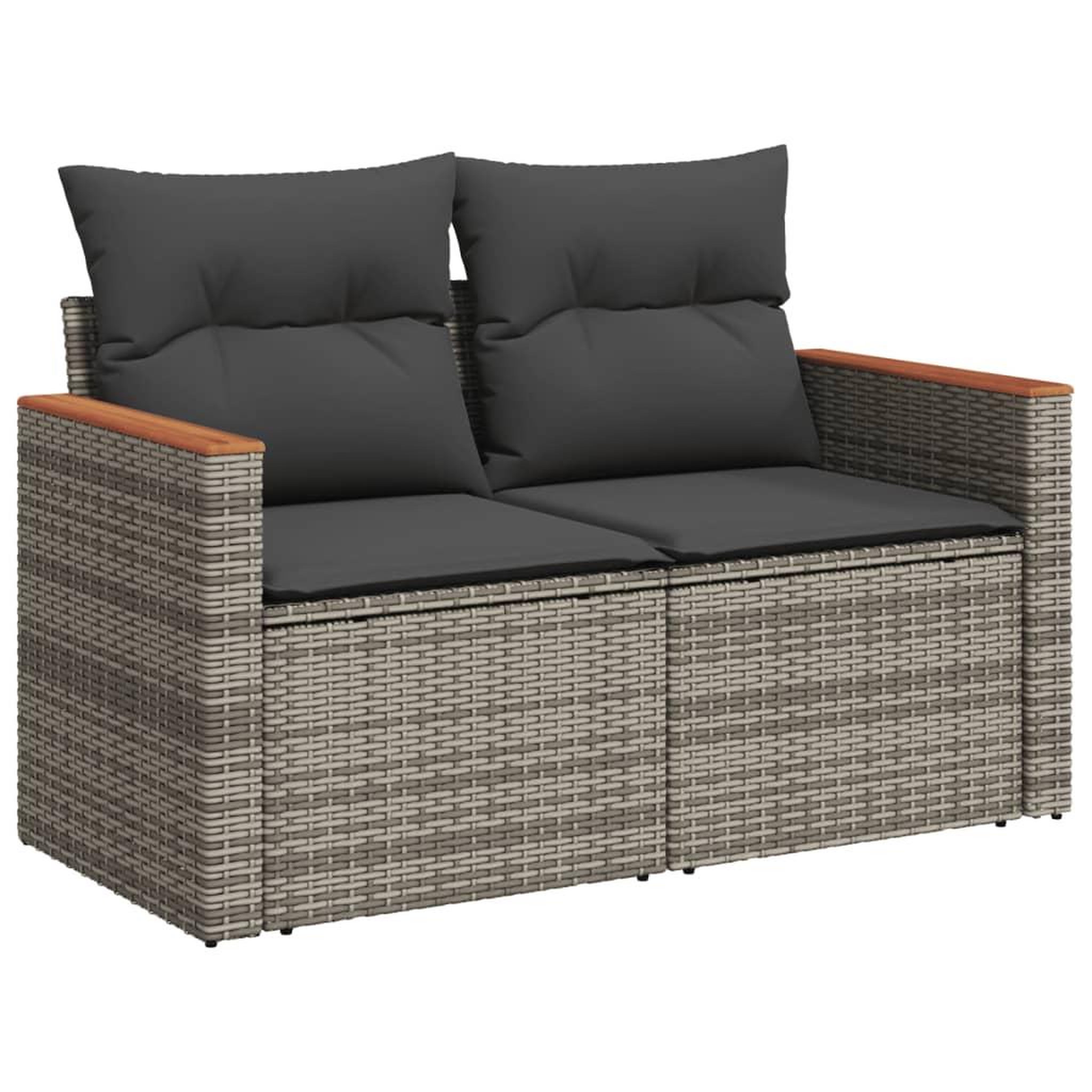 Voir la diapositive 3 : VIDAXL Salon de jardin 8 pcs avec coussins gris resine tressee
