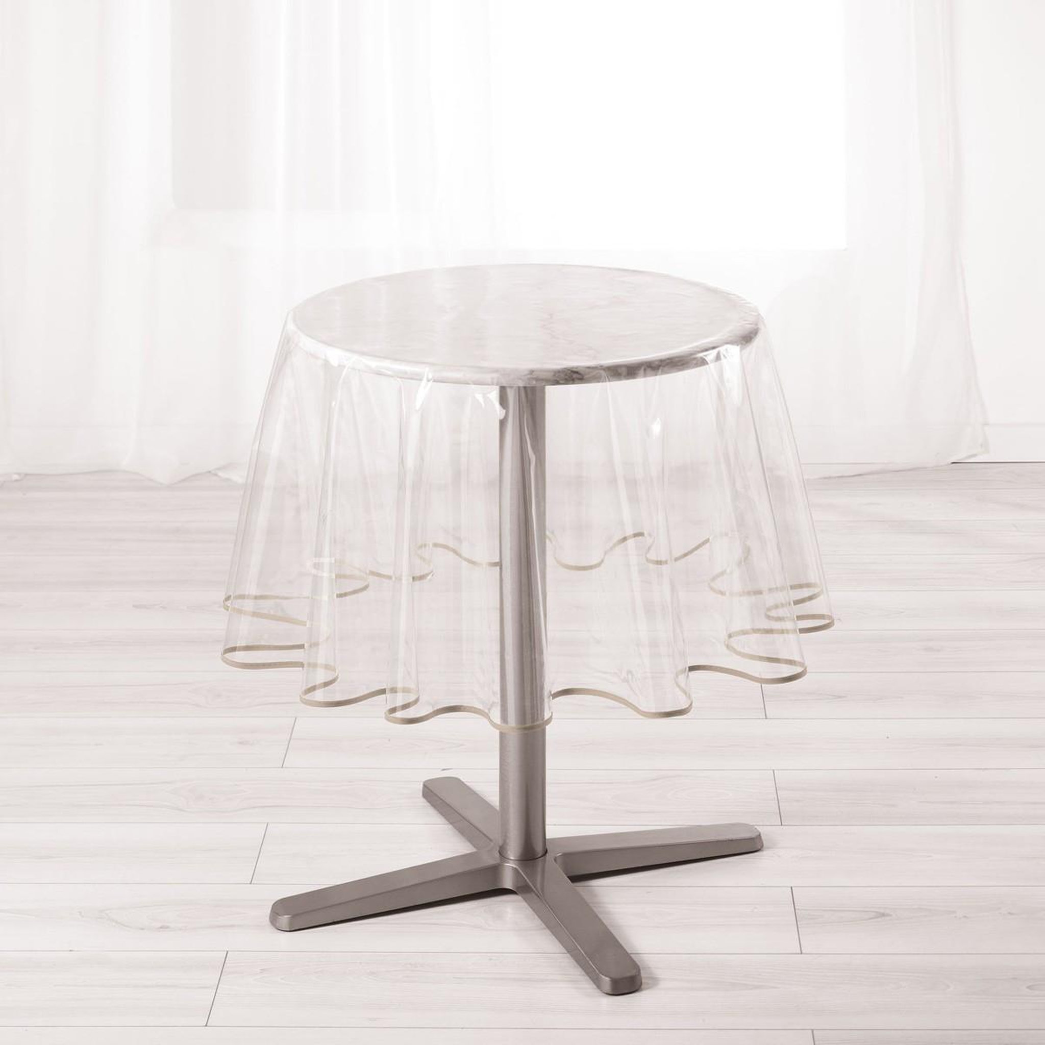 Douceur d'Intérieur Nappe ronde cristal  garden  180cm transparent & taupe