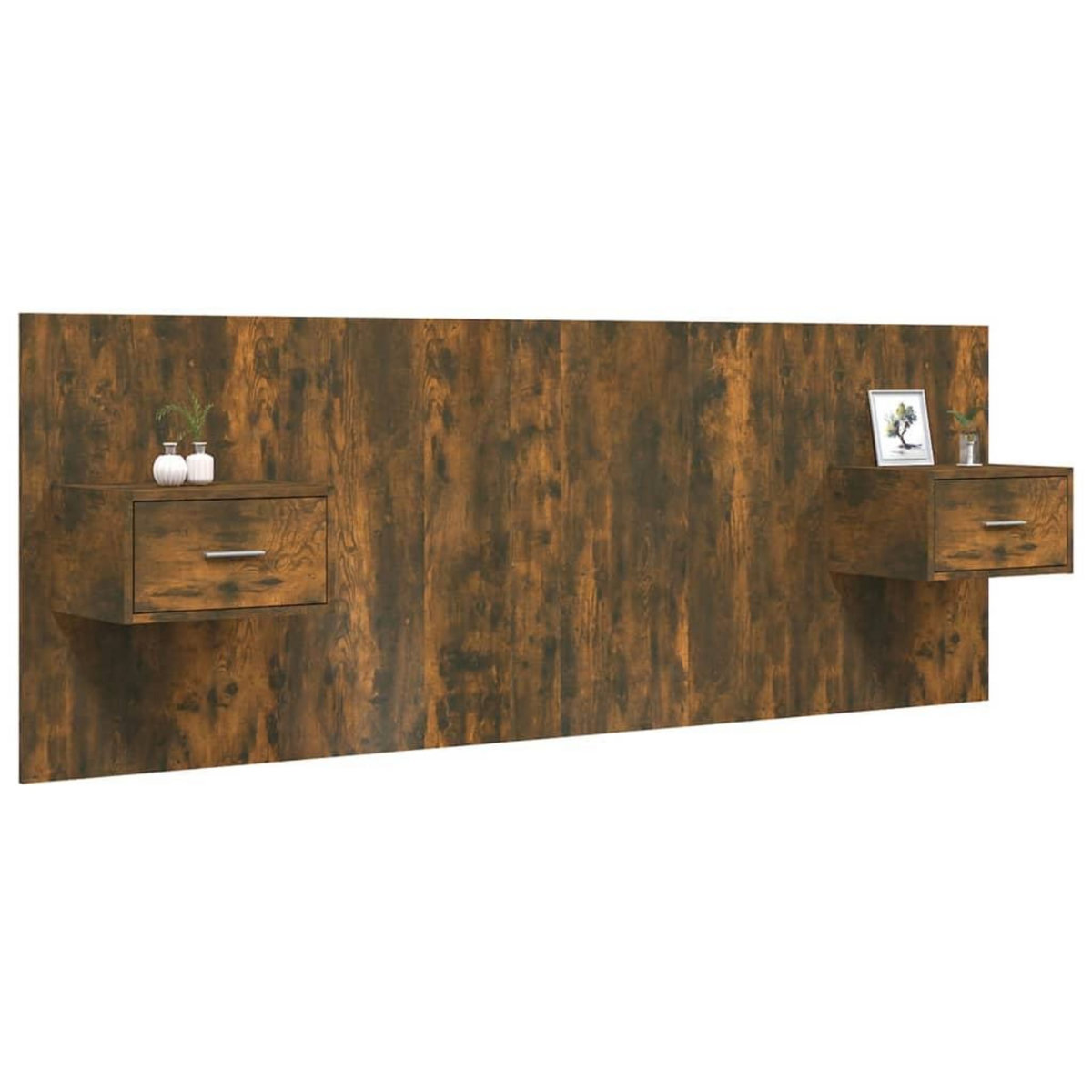 VIDAXL Tete de lit avec armoires Chene fume Bois d'ingenierie