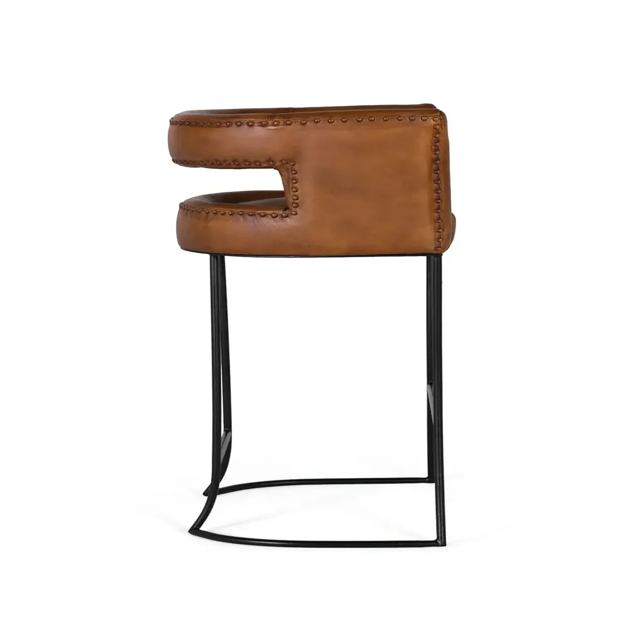 Voir la diapositive 4 : GINER Y COLOMER SL Tabouret en cuir et fer 60cm style industriel vintage