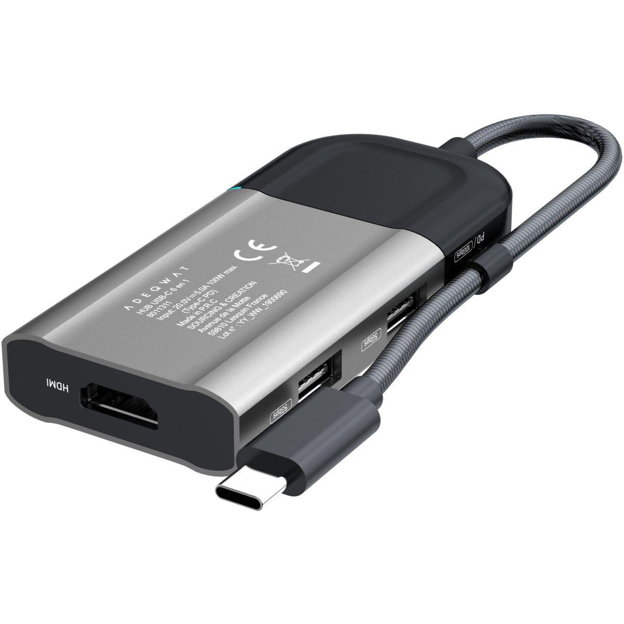 Voir la diapositive 4 : ADEQWAT Hub usb c usb-c / multiports 6 en 1