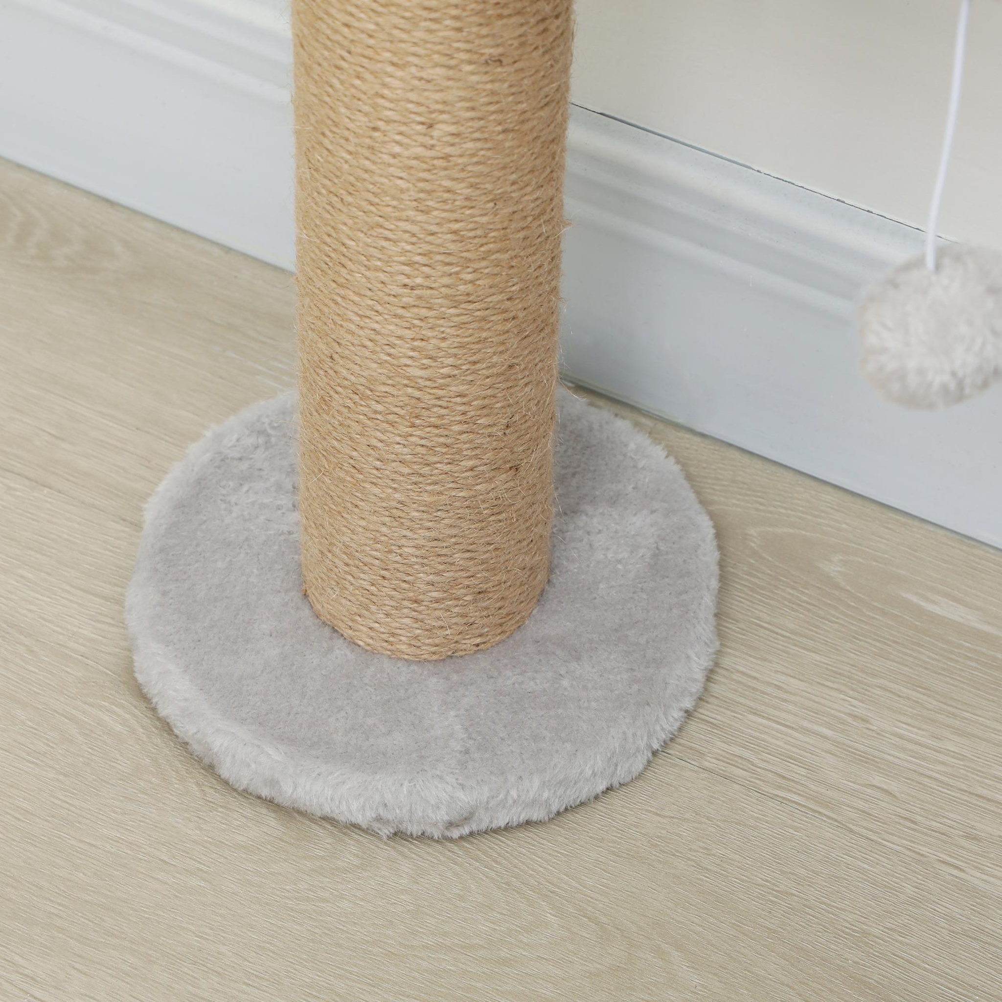 Voir la diapositive 4 : PAWHUT Arbre à chat mural 4 plateformes griffoirs grattoirs boule - 48x21x180cm - gris clair