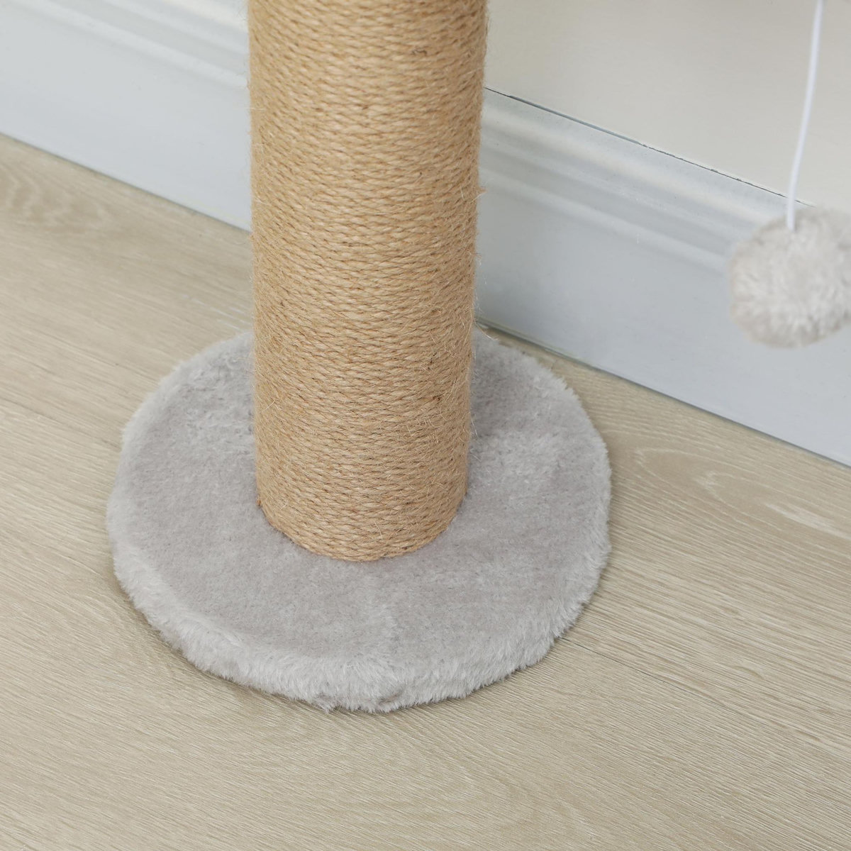 PAWHUT Arbre à chat mural 4 plateformes griffoirs grattoirs boule - 48x21x180cm - gris clair