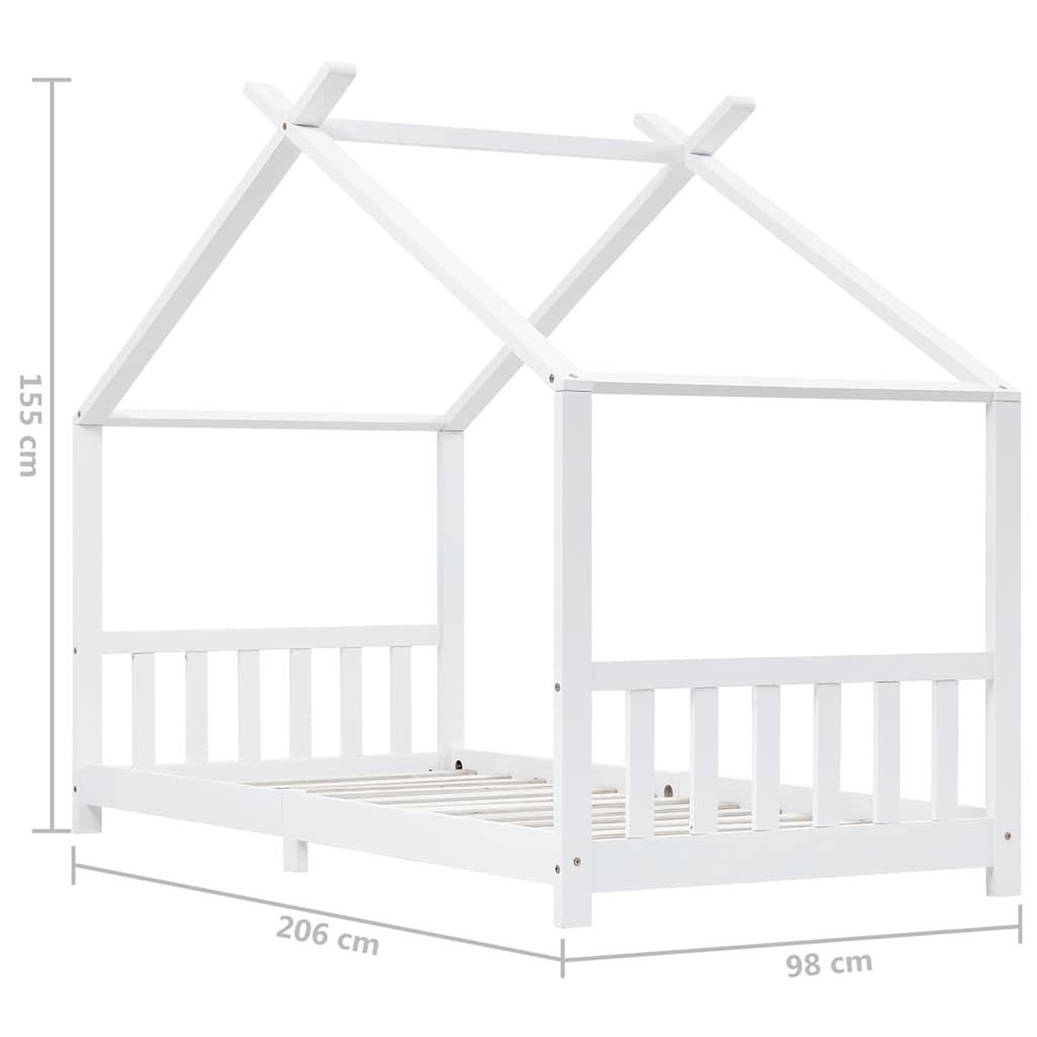Voir la diapositive 6 : VIDAXL Cadre de lit d'enfant Blanc Bois de pin massif 90 x 200 cm