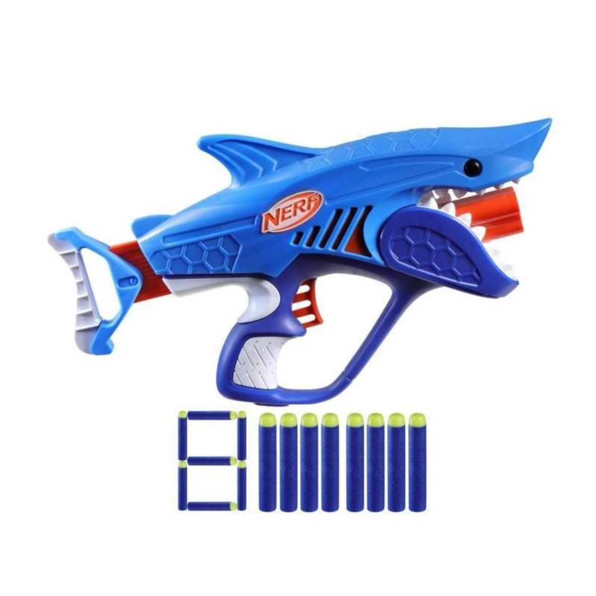 Nerf Nerf Junior Wild blaster Sharkfire, facile a utiliser, 8 fléchettes Nerf Elite, a partir de 6 ans
