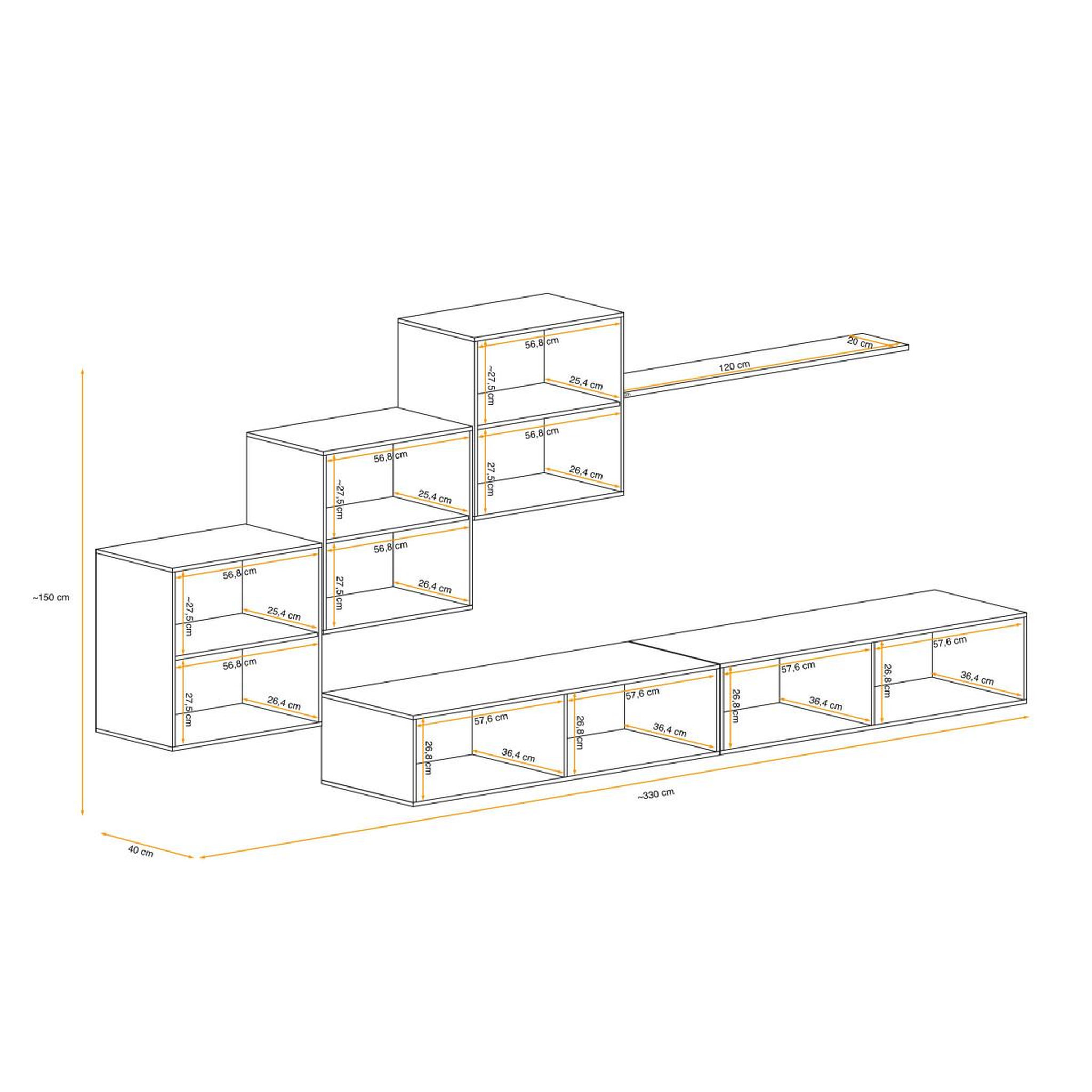 Voir la diapositive 6 : Paris Prix Meuble tv mural design  switch x  330cm blanc
