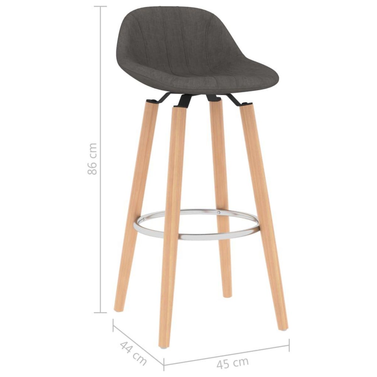 VIDAXL Tabourets de bar lot de 2 gris fonce tissu