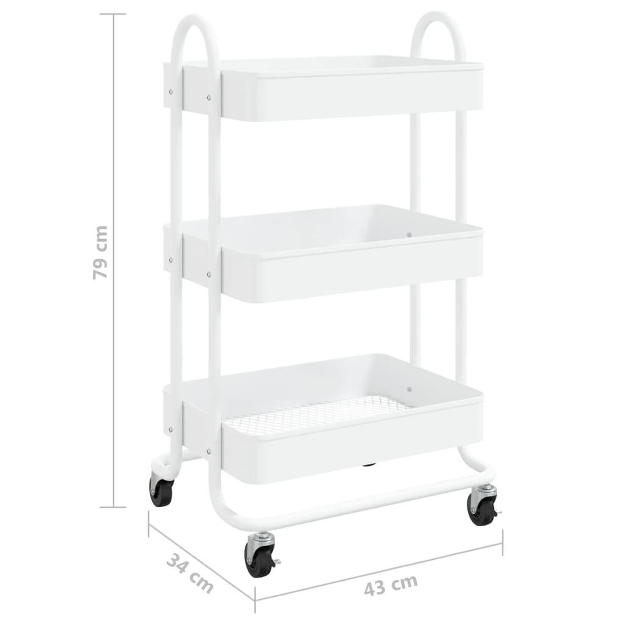 Voir la diapositive 6 : VIDAXL Chariot a 3 niveaux Blanc 43x34x79 cm Acier