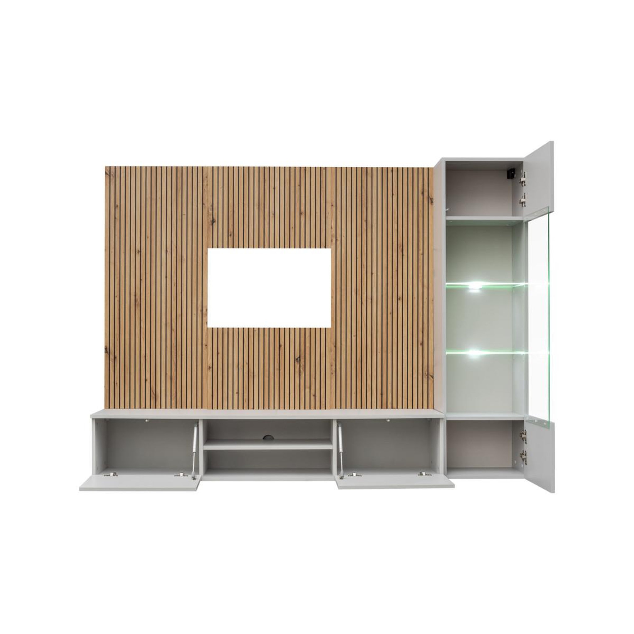 Voir la diapositive 3 : Paris Prix Ensemble meuble tv rayure  xari  200cm naturel & gris perle