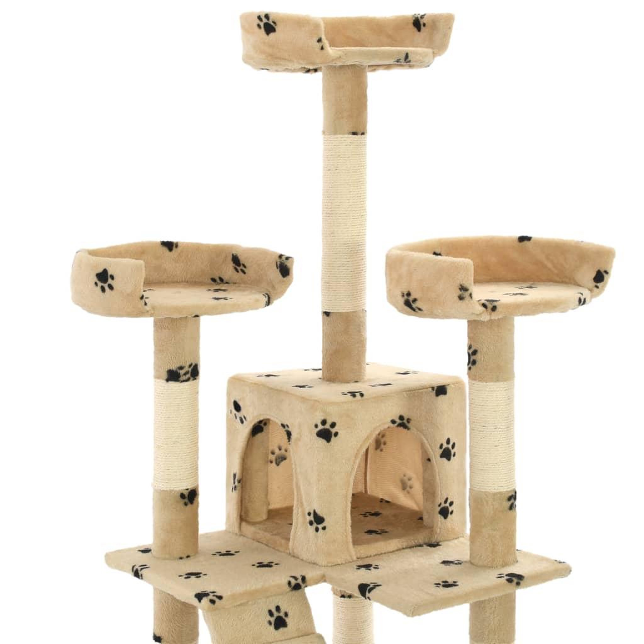 Voir la diapositive 5 : VIDAXL Arbre a chat et griffoirs en sisal 170 cm Beige Motif de pattes