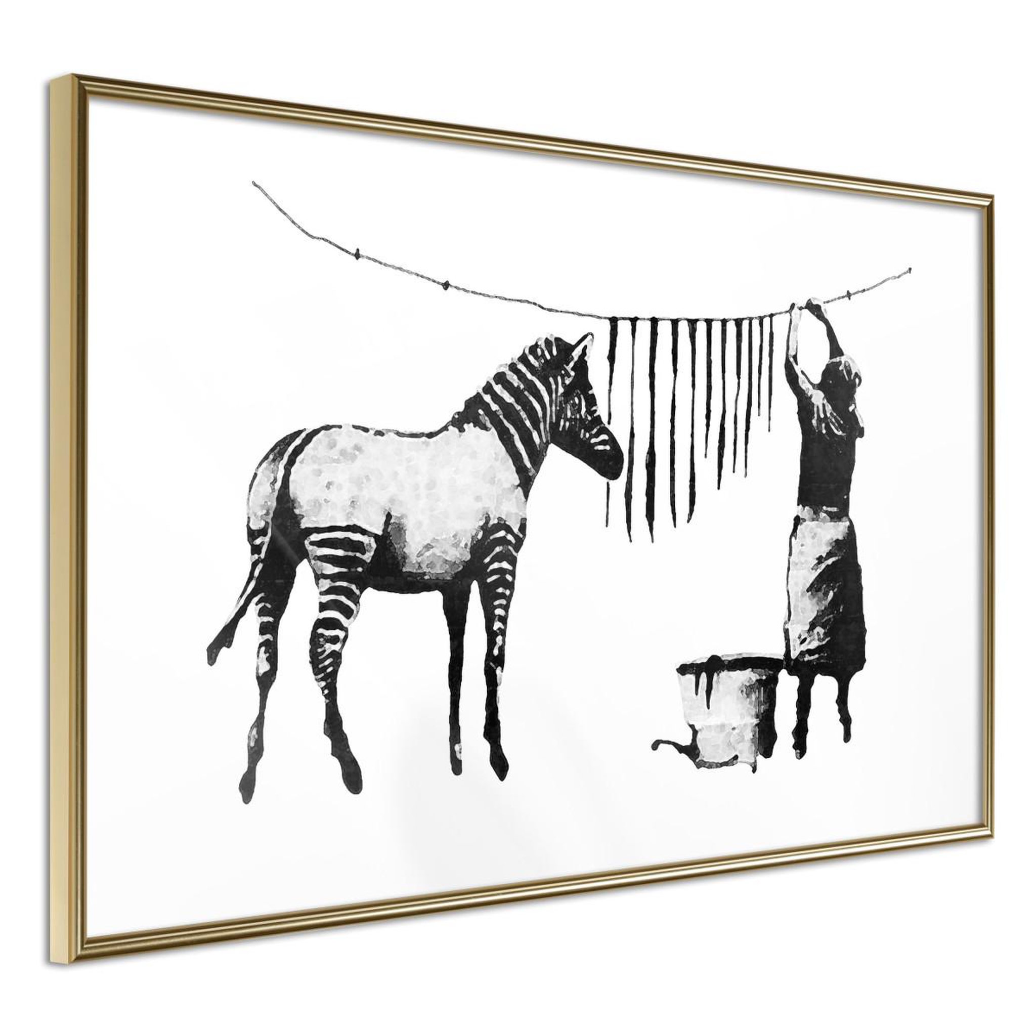 Voir la diapositive 1 : Paris Prix Affiche murale encadrée  banksy washing zebra stripes