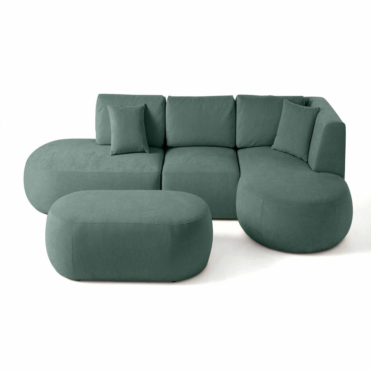 LISA DESIGN Santorini - canapé modulable d'angle droit + pouf - 5 places - en tissu texturé