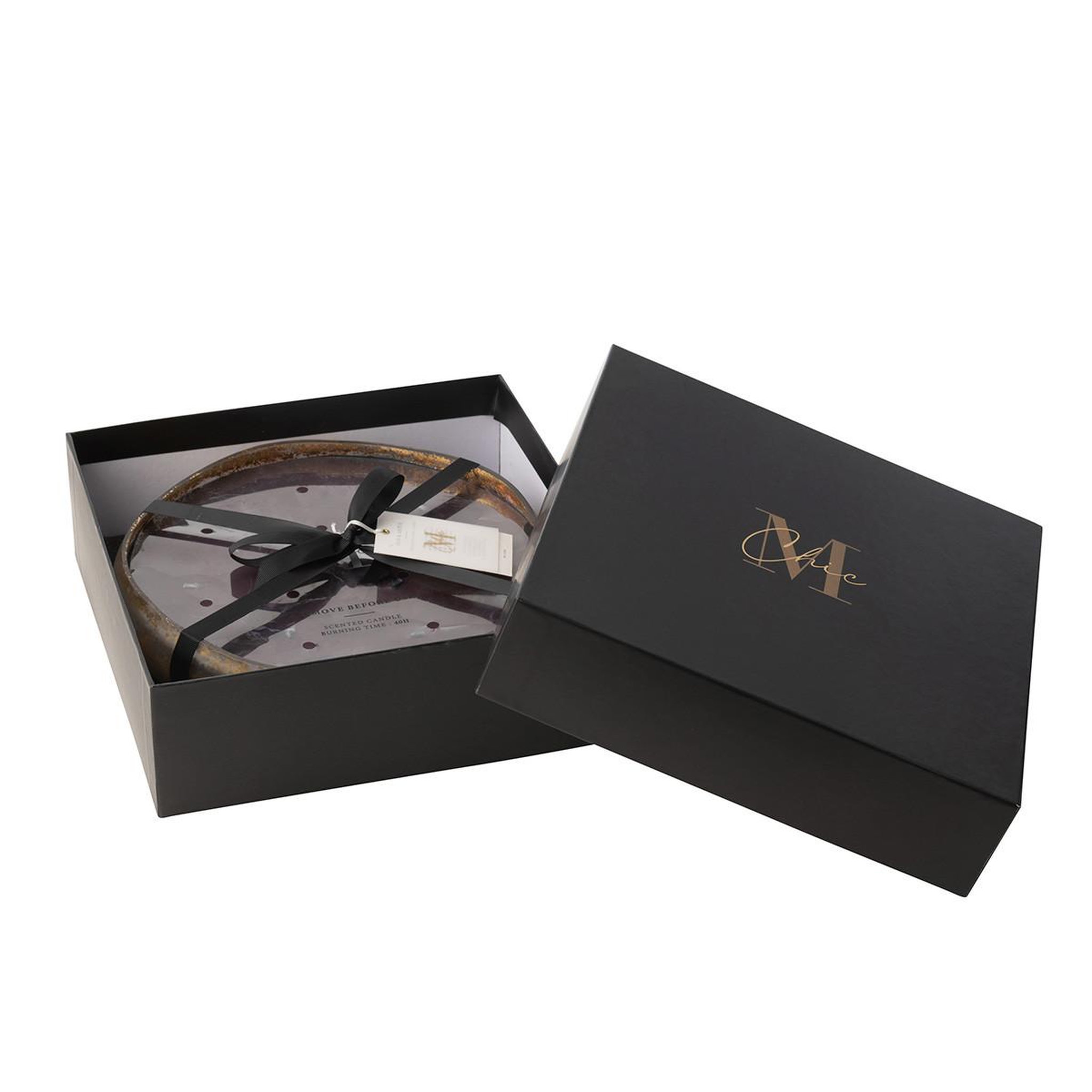 Voir la diapositive 3 : J-LINE Bougie parfumée ronde  m-chic  29cm oud & amber