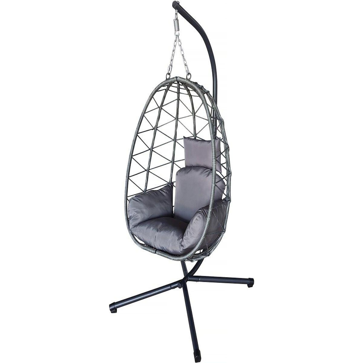 Habitat et Jardin Fauteuil oeuf suspendu en rotin  Cosi  - 99 x 92 x 194 cm - Gris