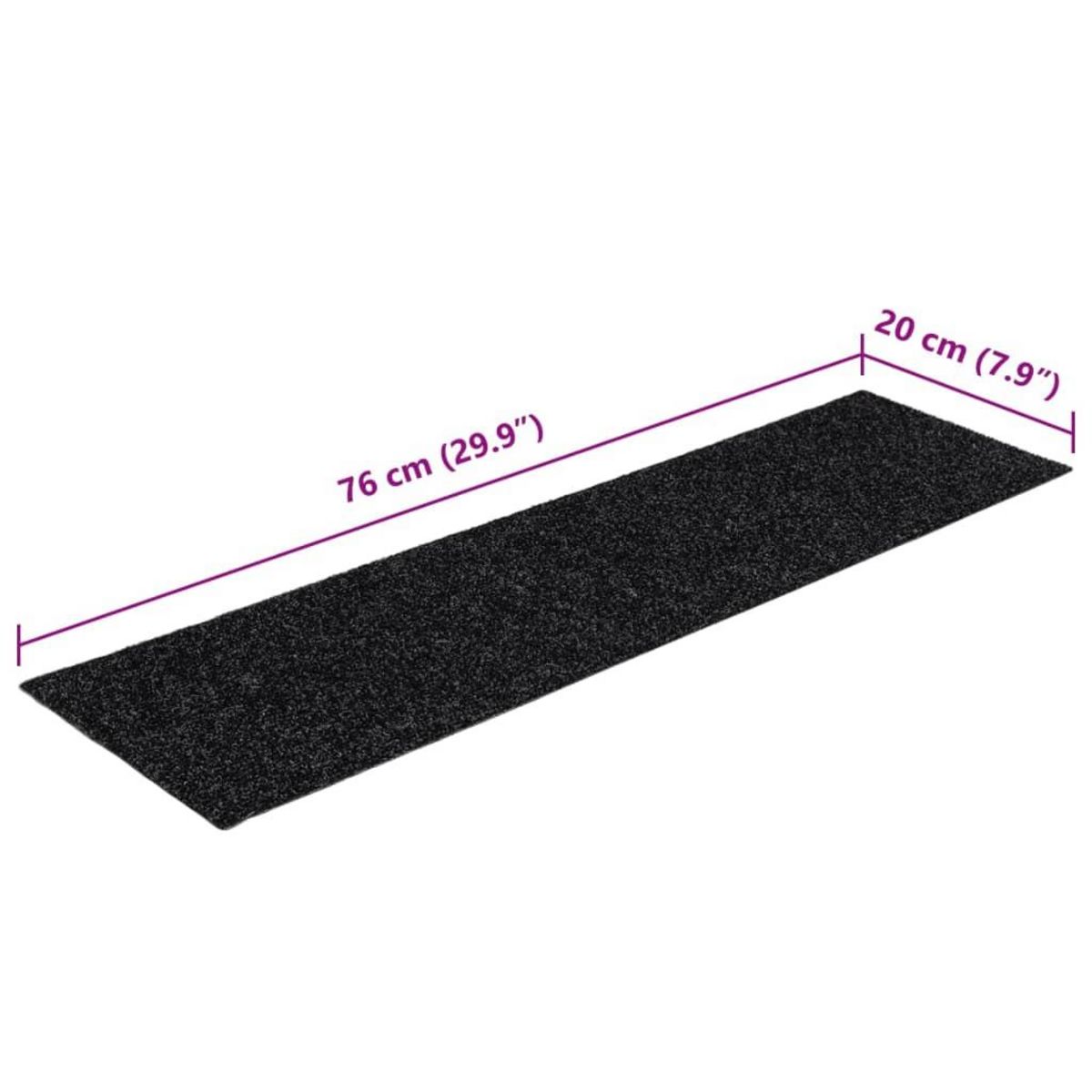 VIDAXL Tapis d'escalier autocollants Rectangulaire 15 pcs 76x20cm Noir