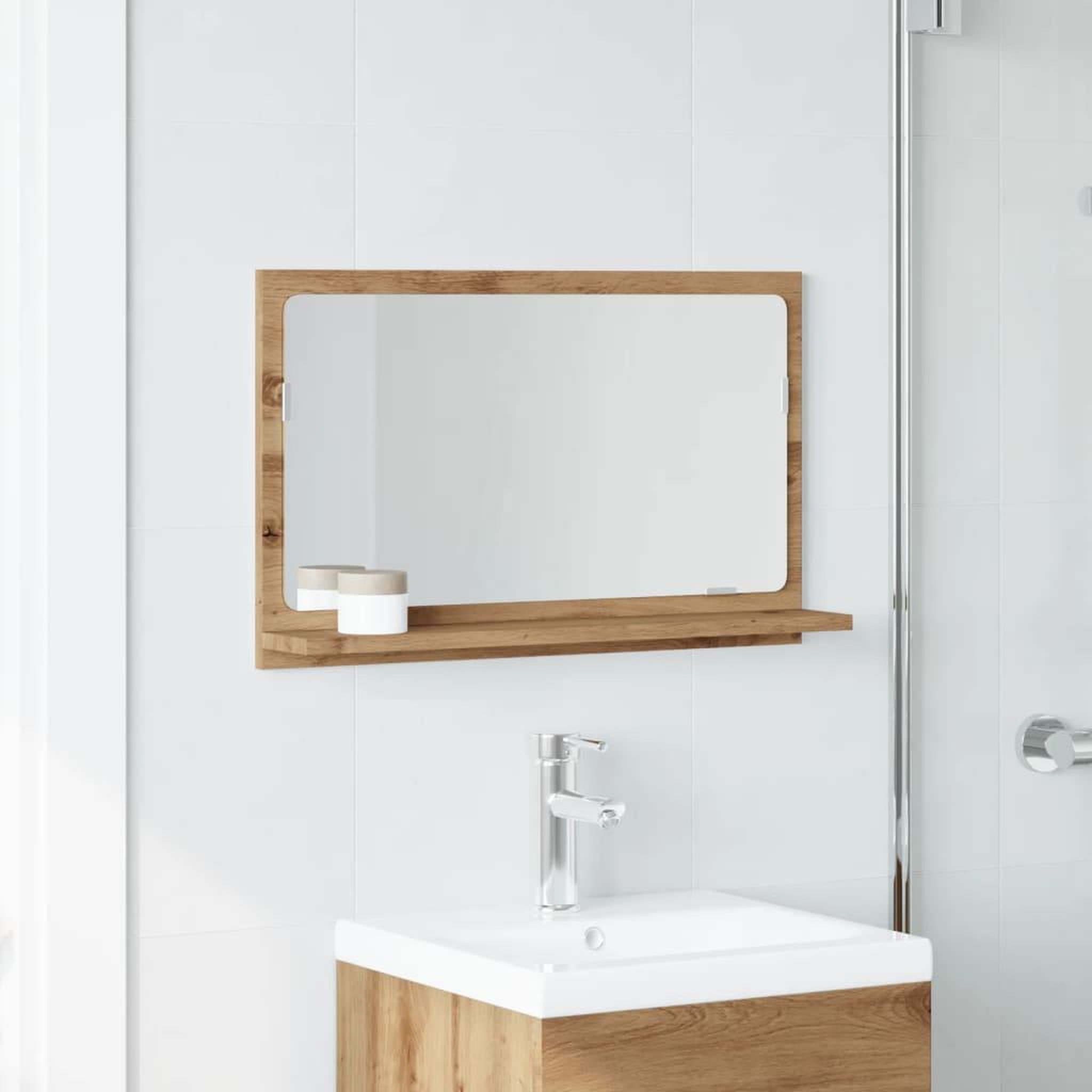 Voir la diapositive 3 : VIDAXL Armoire a miroir de salle de bain chene artisanal 60x11x37 cm