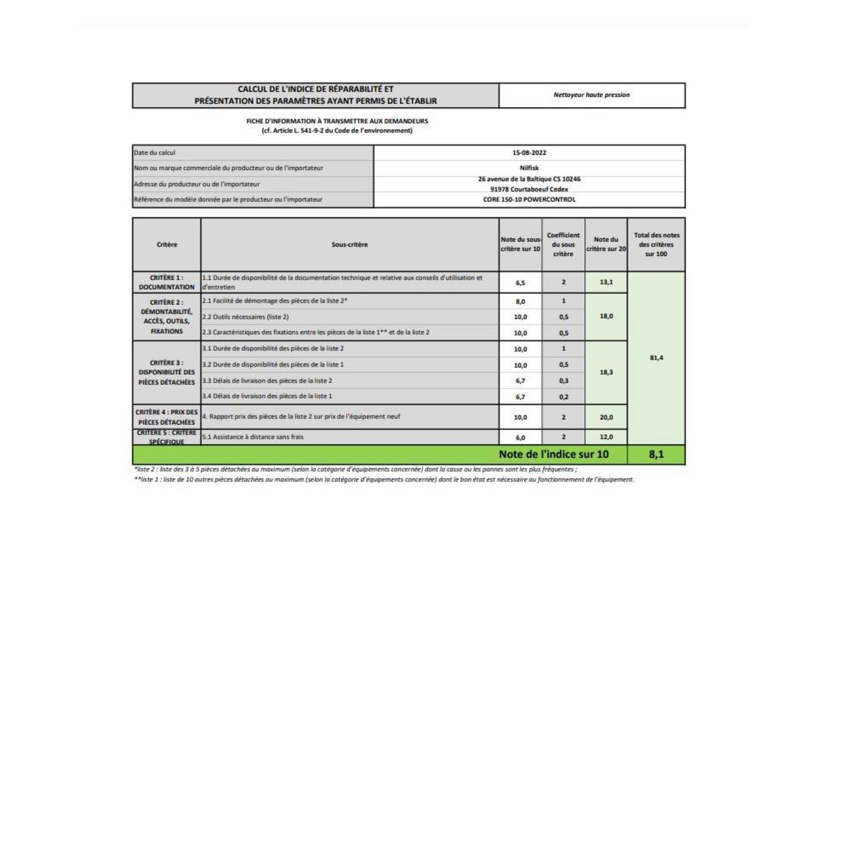 Nilfisk Nettoyeur haute pression 150 bars - 128471334