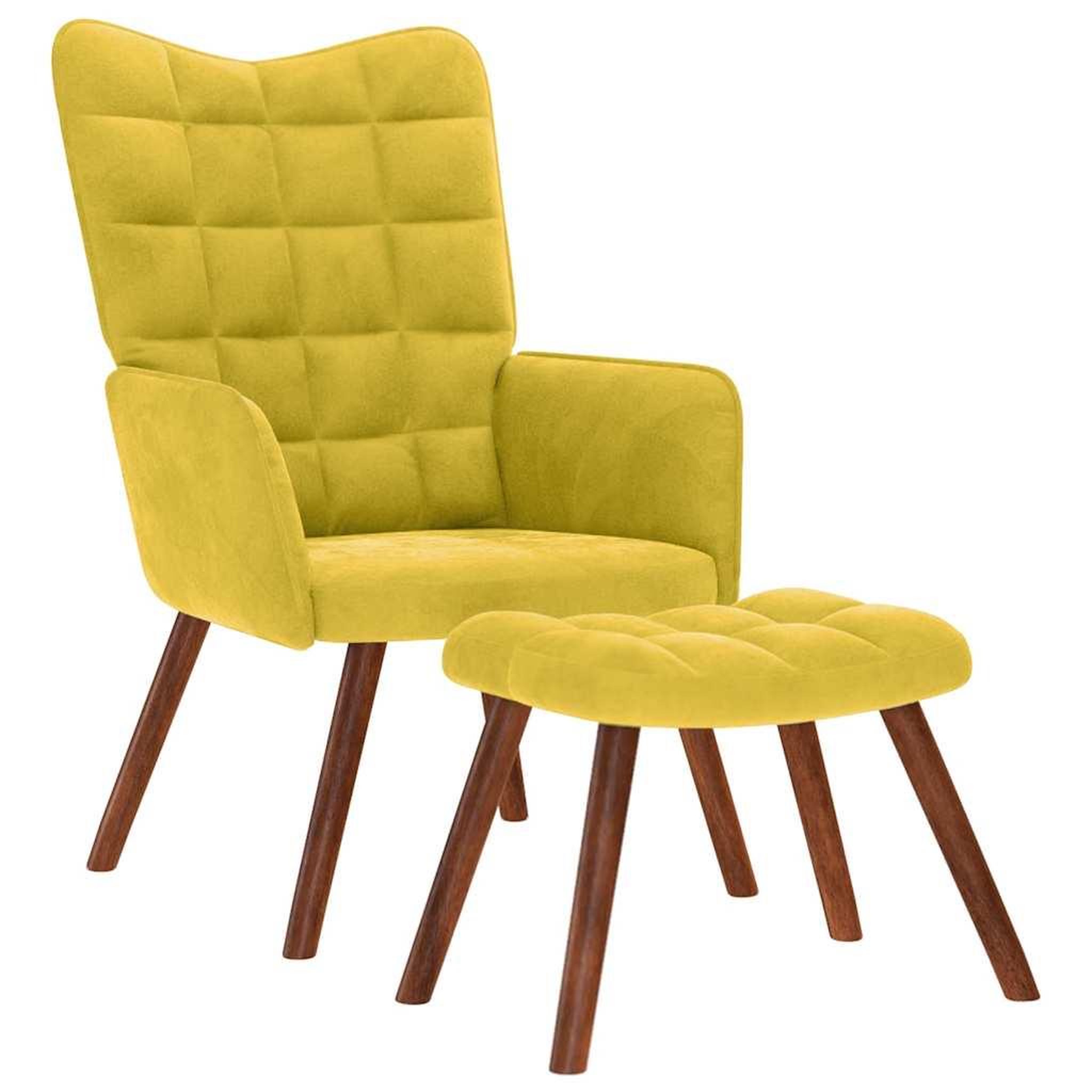Voir la diapositive 2 : VIDAXL Chaise de relaxation avec tabouret jaune velours