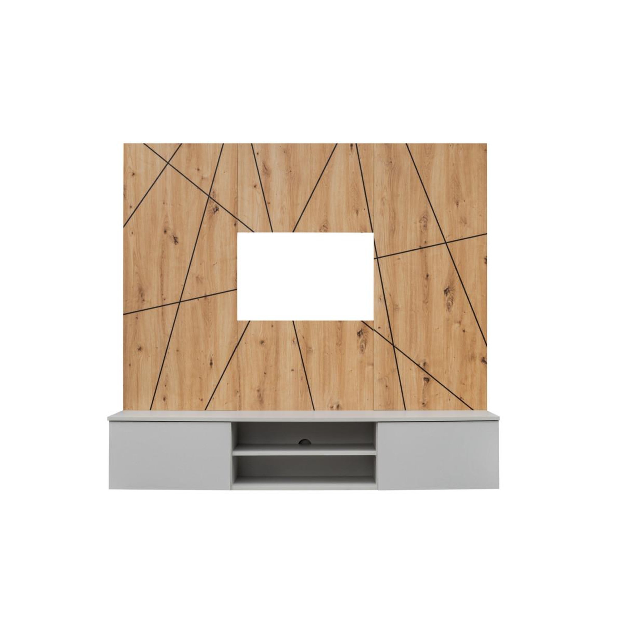 Voir la diapositive 2 : Paris Prix Ensemble meuble tv ligne  xari  160cm naturel & gris perle