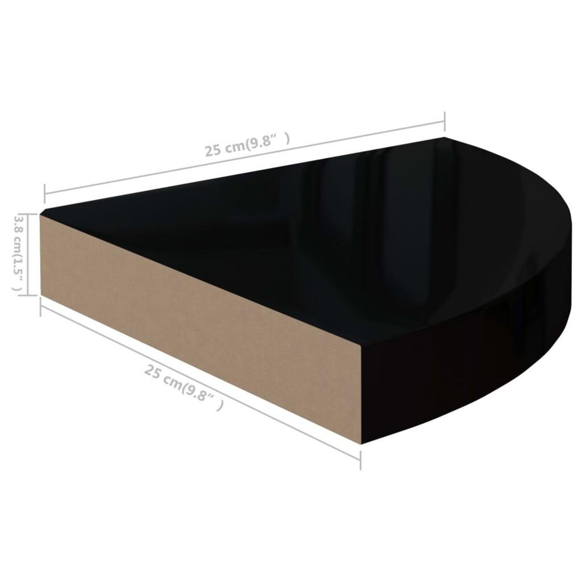 VIDAXL 323889 Floating Corner Shelf High Gloss Black 25x25x3,8 cm MDF
