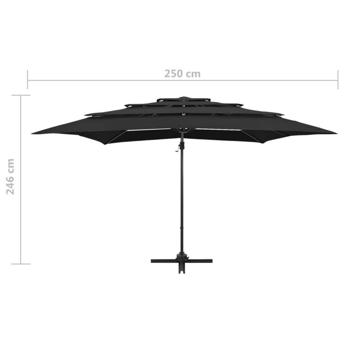 VIDAXL Parasol de jardin a 4 niveaux avec mat en aluminium noir