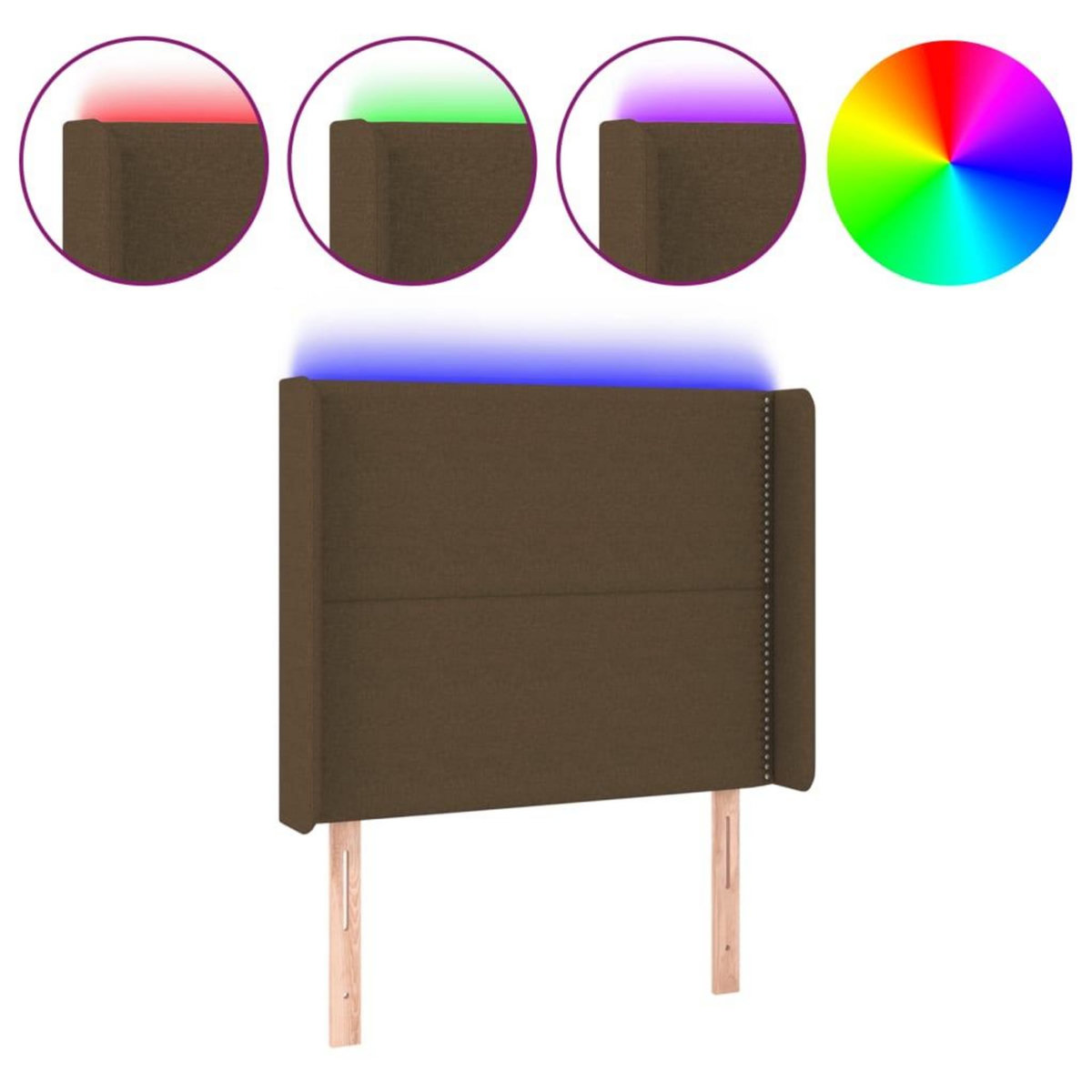 VIDAXL Tete de lit a LED Marron fonce 103x16x118/128 cm Tissu