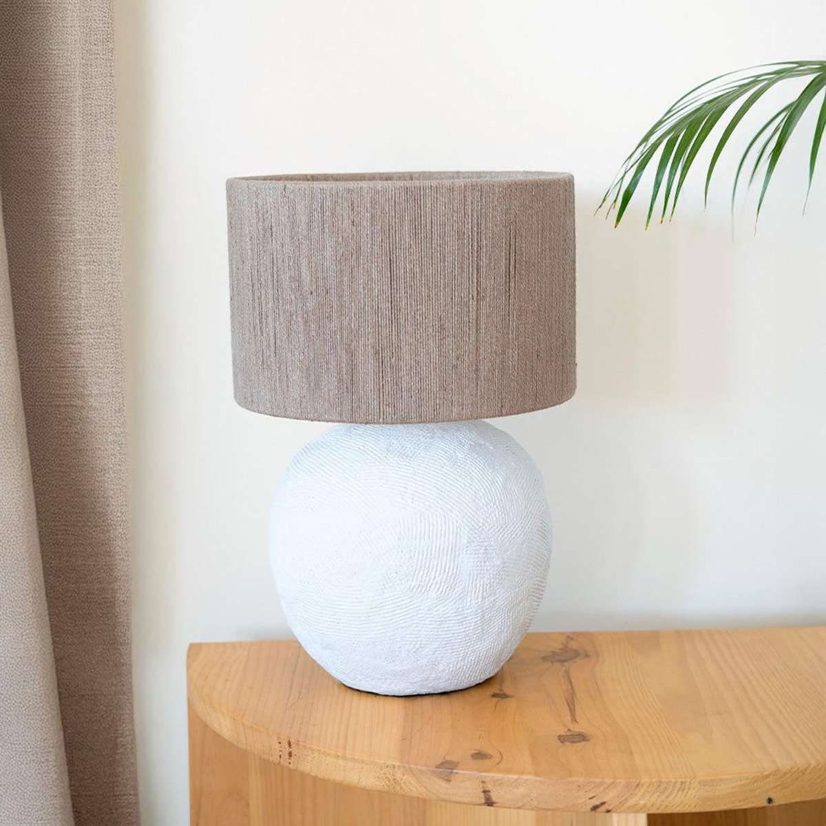 Rendez vous déco Lampe à poser en jute et papier blanc-Nina