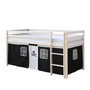 Voir la diapositive 1 : HomeStyle4U Lit mi- haut Blanc 90x200 en hauteur avec echelle et rideau Pirate