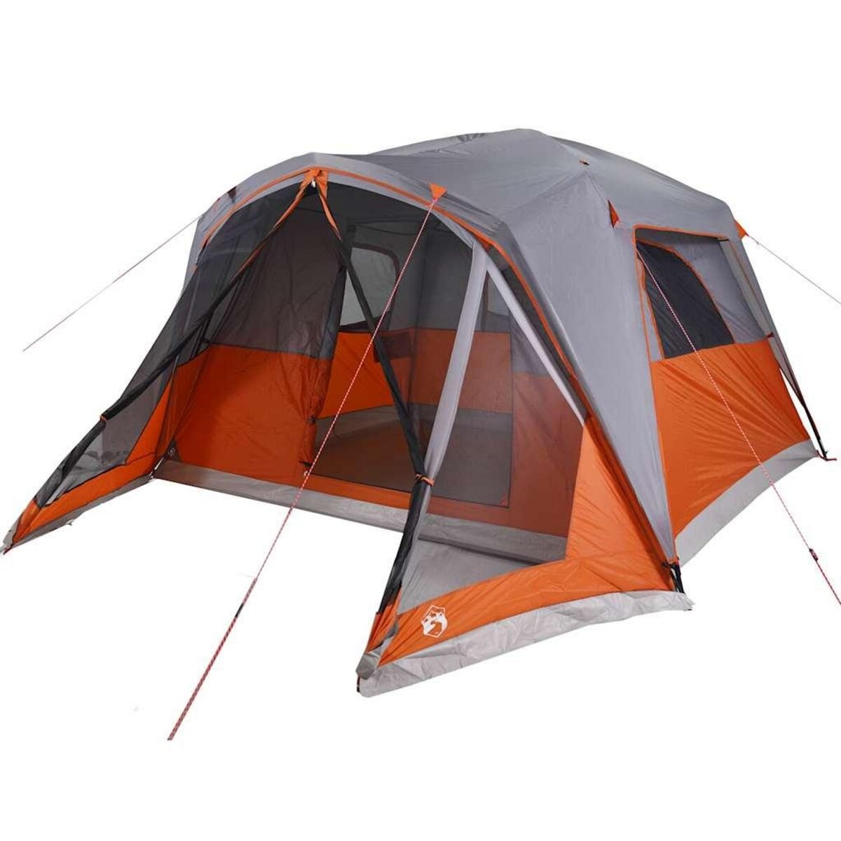 VIDAXL Tente familiale et porche 6 personnes gris orange impermeable