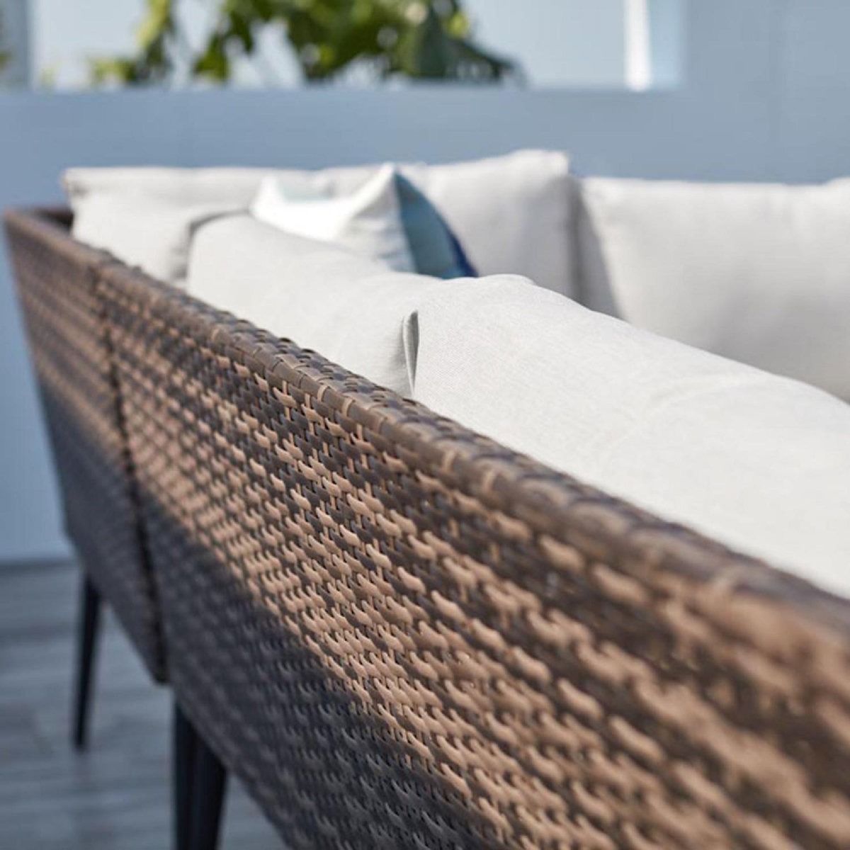 CONCEPT USINE salon de jardin 9 places résine tressée marron et beige BARACOA