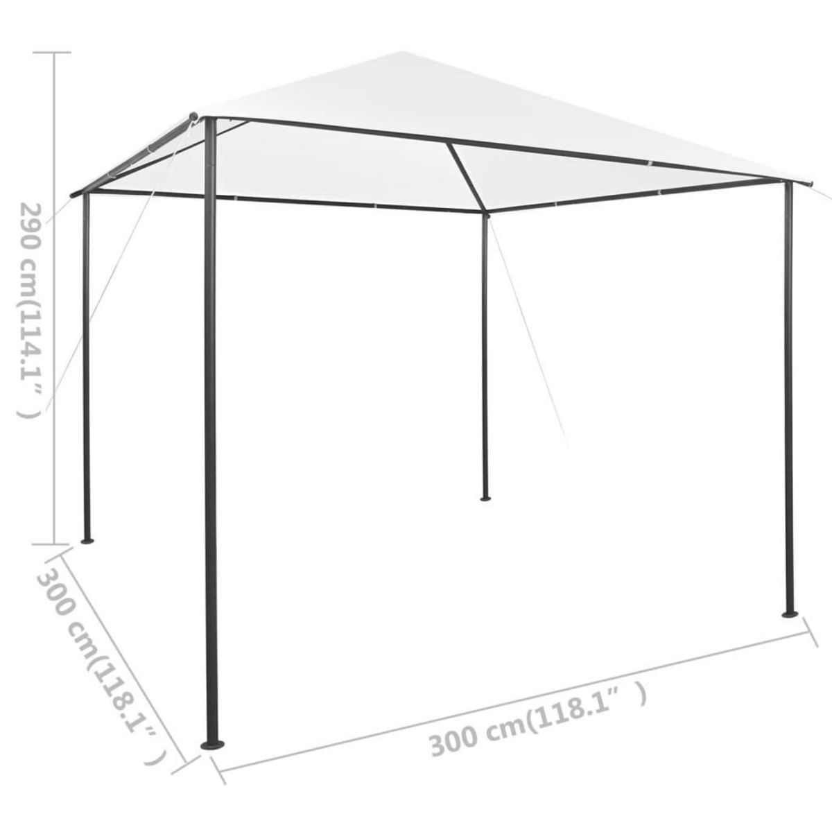 VIDAXL Tonnelle 3x3x2,9 m Blanc 180 g/m^2