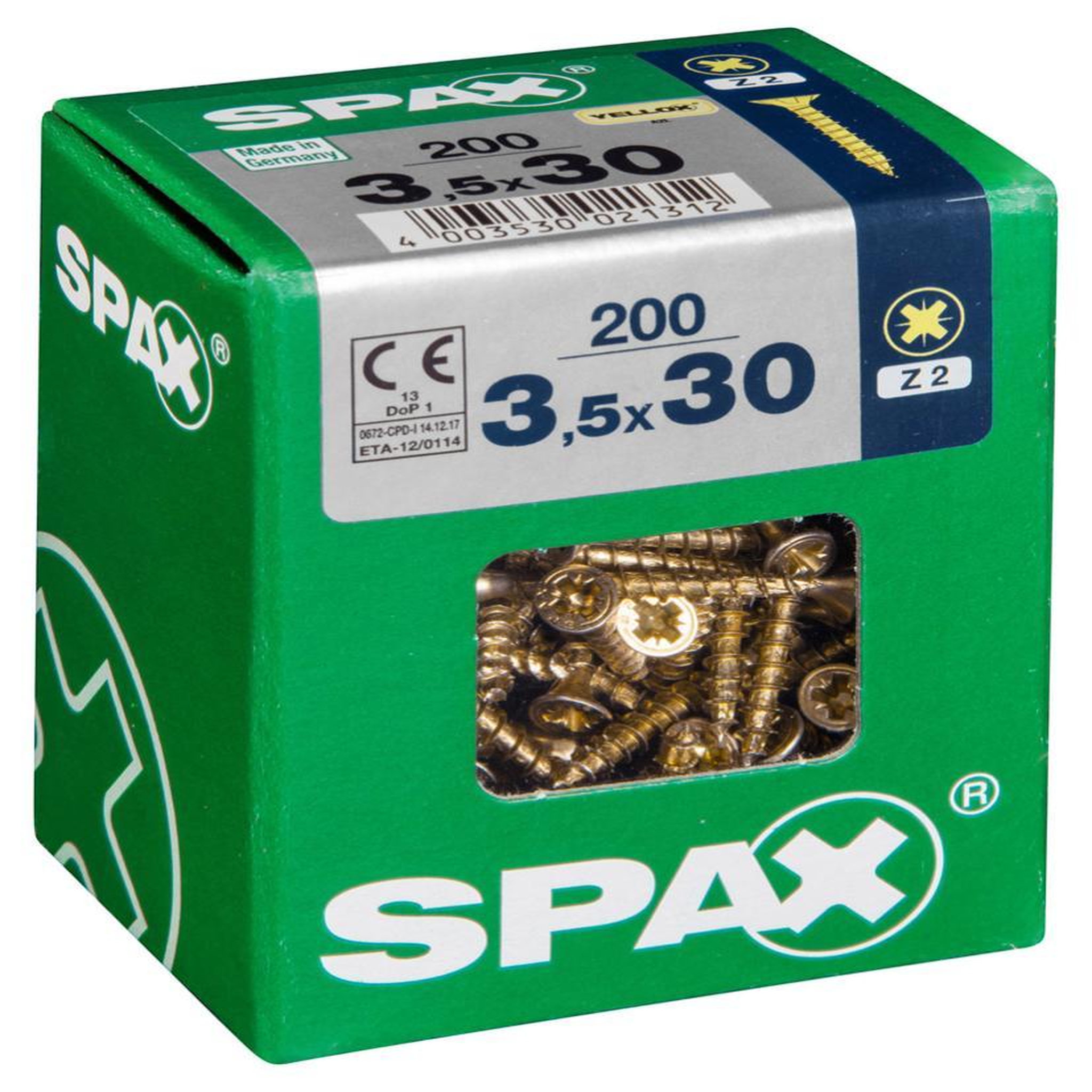 CENTRALE BRICO Lot de 200 vis acier tête fraisée pozidriv SPAX, Diam.3.5 mm x L.30 mm