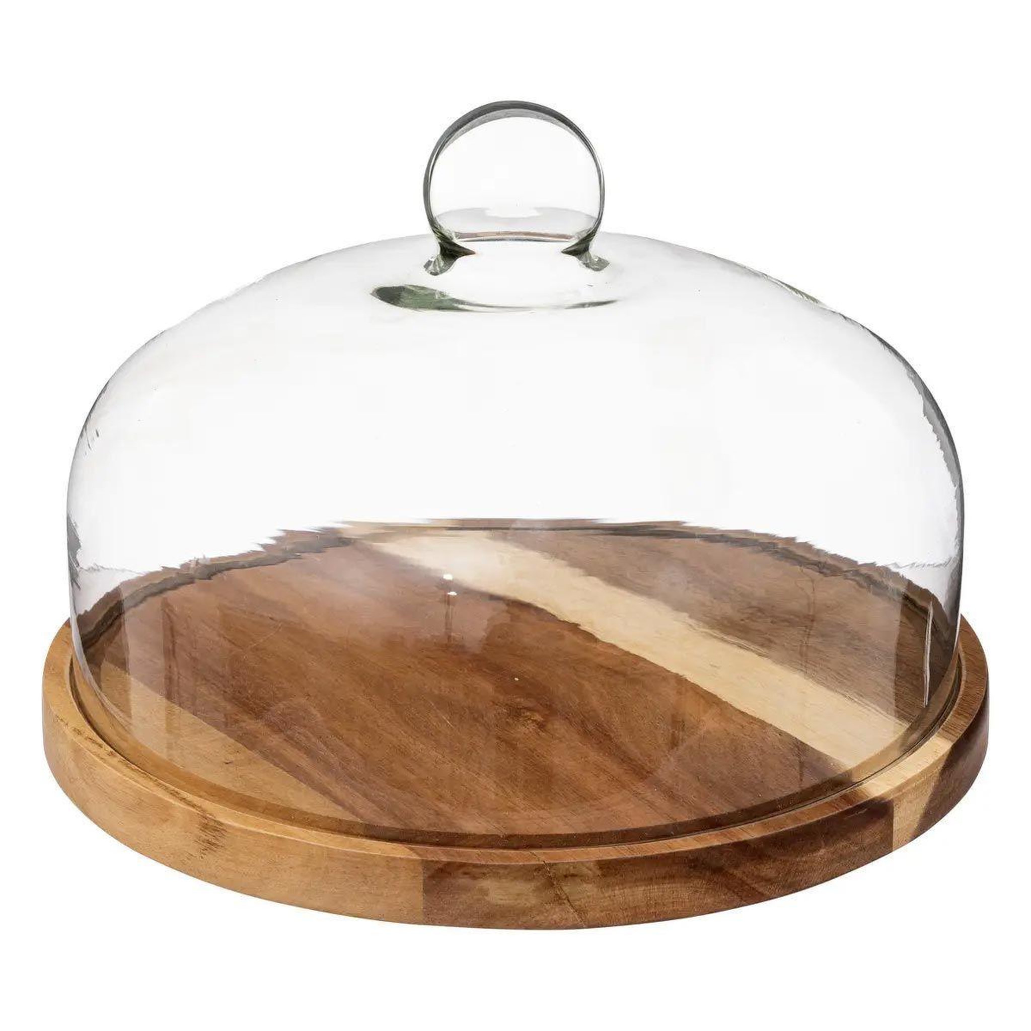 SECRET DE GOURMET Cloche protection avec plateau  acacia  28cm marron